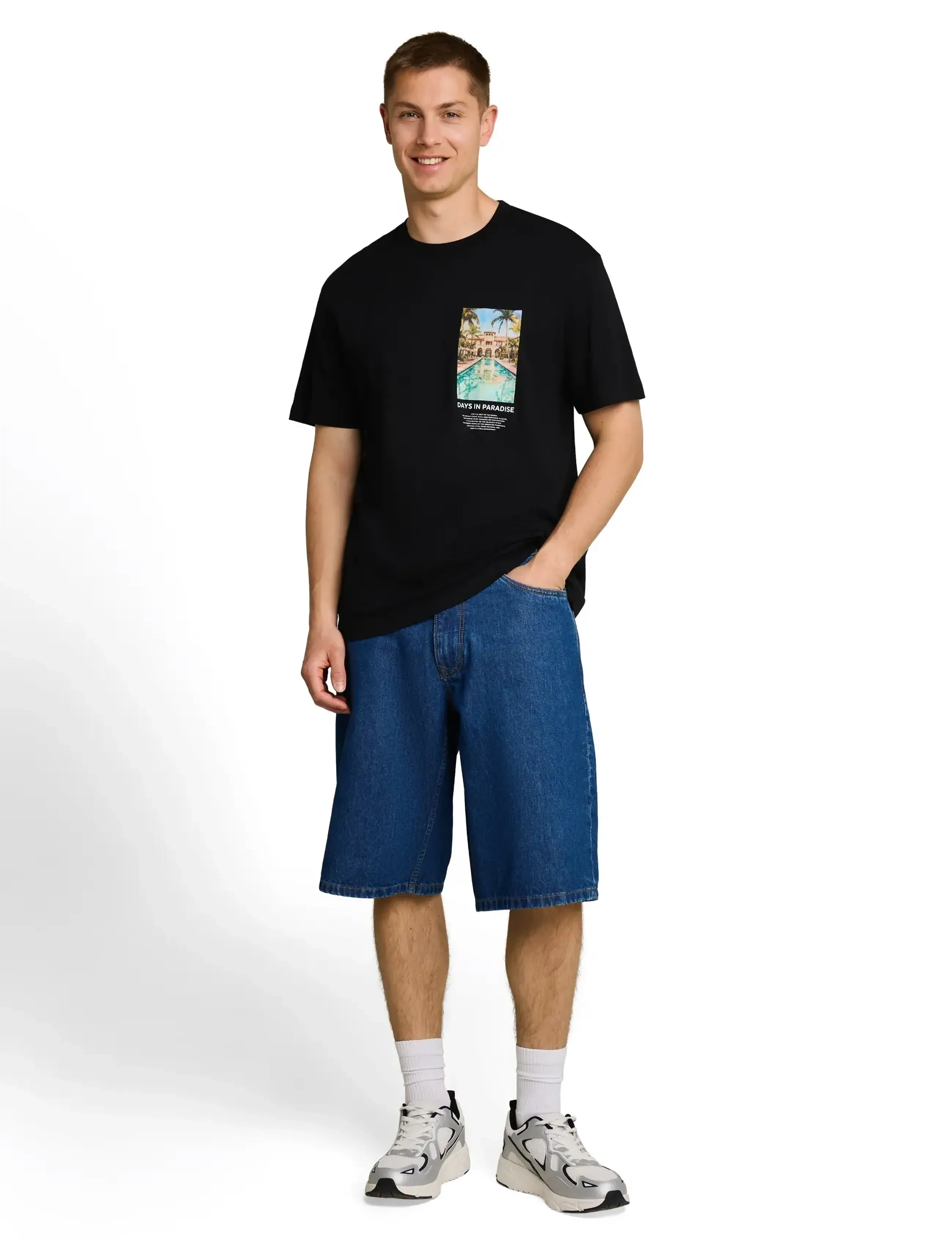 Tom Tailor Relaxed Photo Print T-Shirt, Mænd, Fotoprint T-shirt, Sort, Str: L