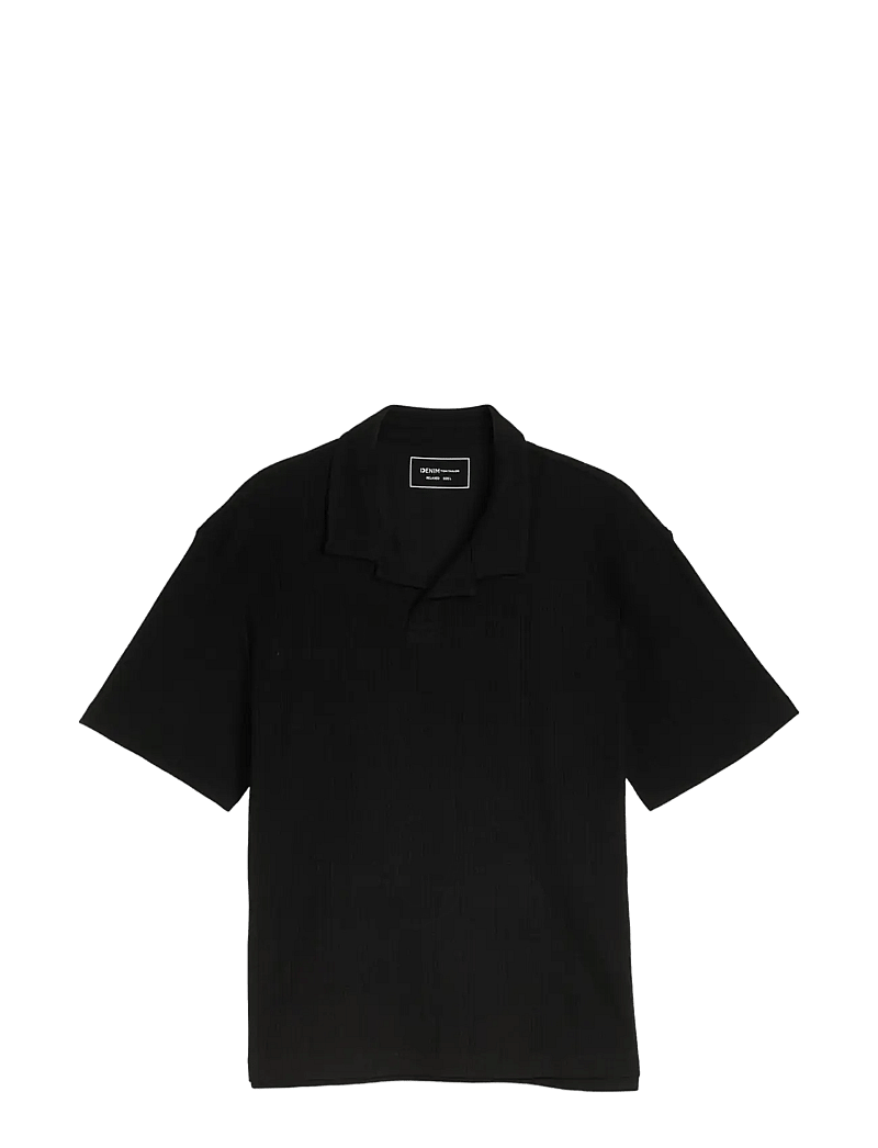 Tom Tailor - relaxed structure resort collar po - stickade pikéer - black - 1