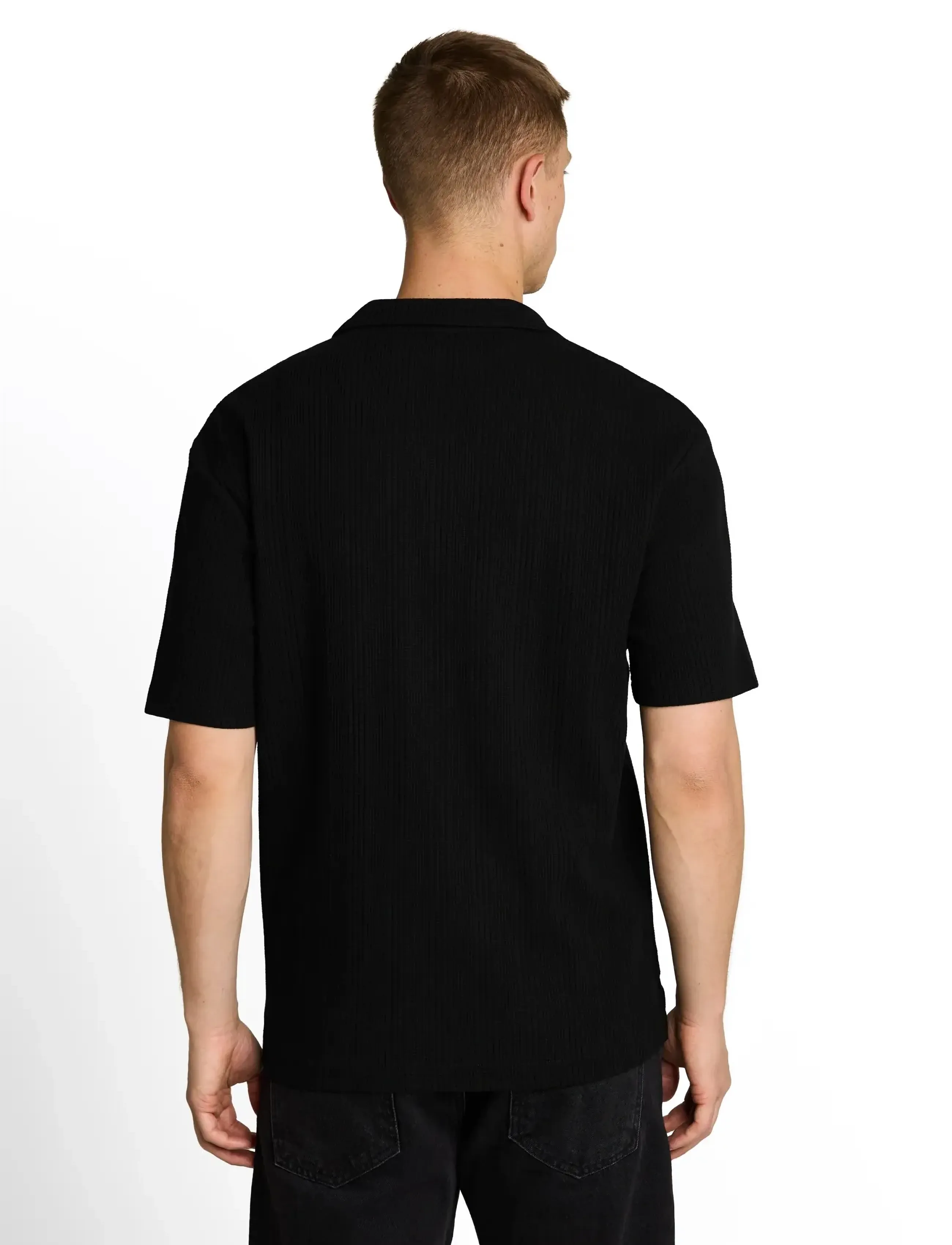 Tom Tailor - relaxed  structure resort collar po - kootud polosärgid - black - 2