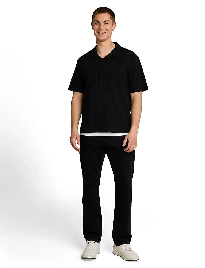 Tom Tailor - relaxed structure resort collar po - stickade pikéer - black - 3