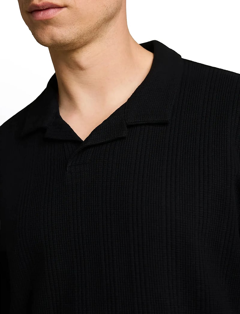 Tom Tailor - relaxed structure resort collar po - stickade pikéer - black - 4