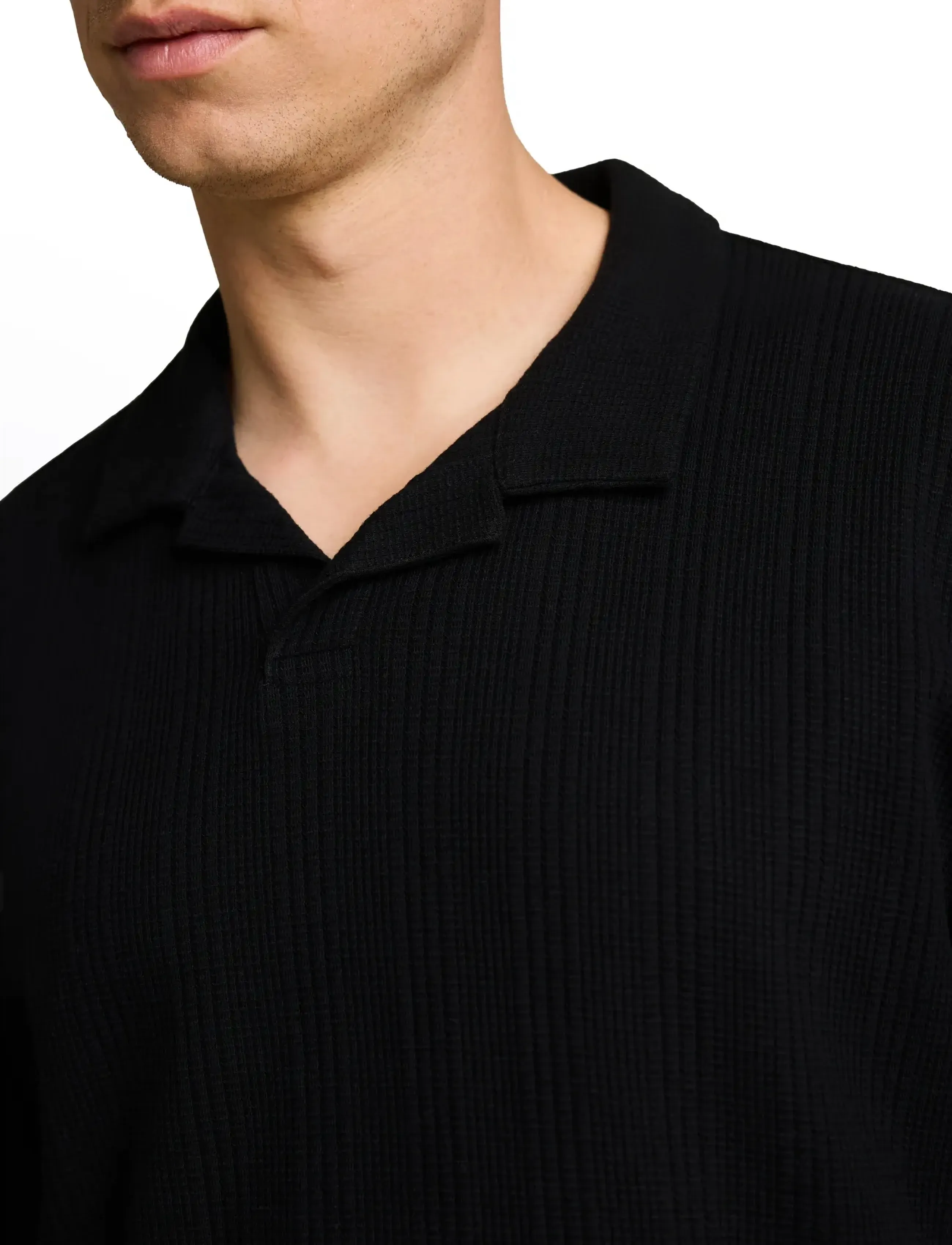 Tom Tailor - relaxed structure resort collar po - kootud polosärgid - black - 4