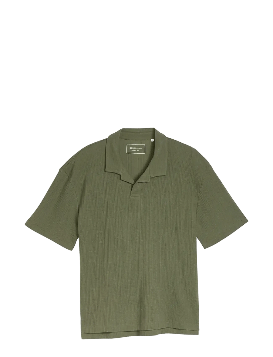 Tom Tailor - relaxed structure resort collar po - prjónaðir pólóbolir - oak leaf green - 1