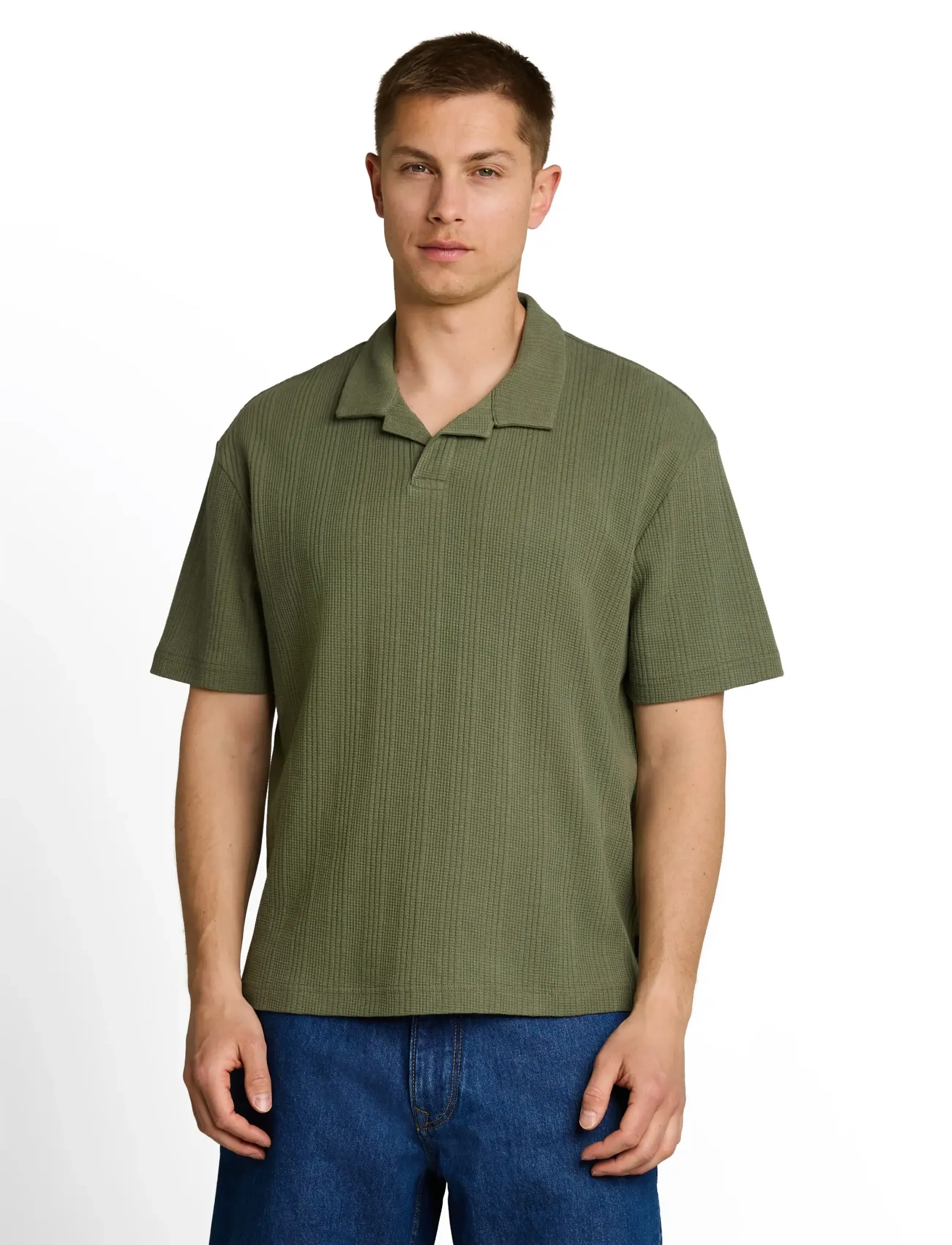 Tom Tailor - relaxed  structure resort collar po - prjónaðir pólóbolir - oak leaf green - 3