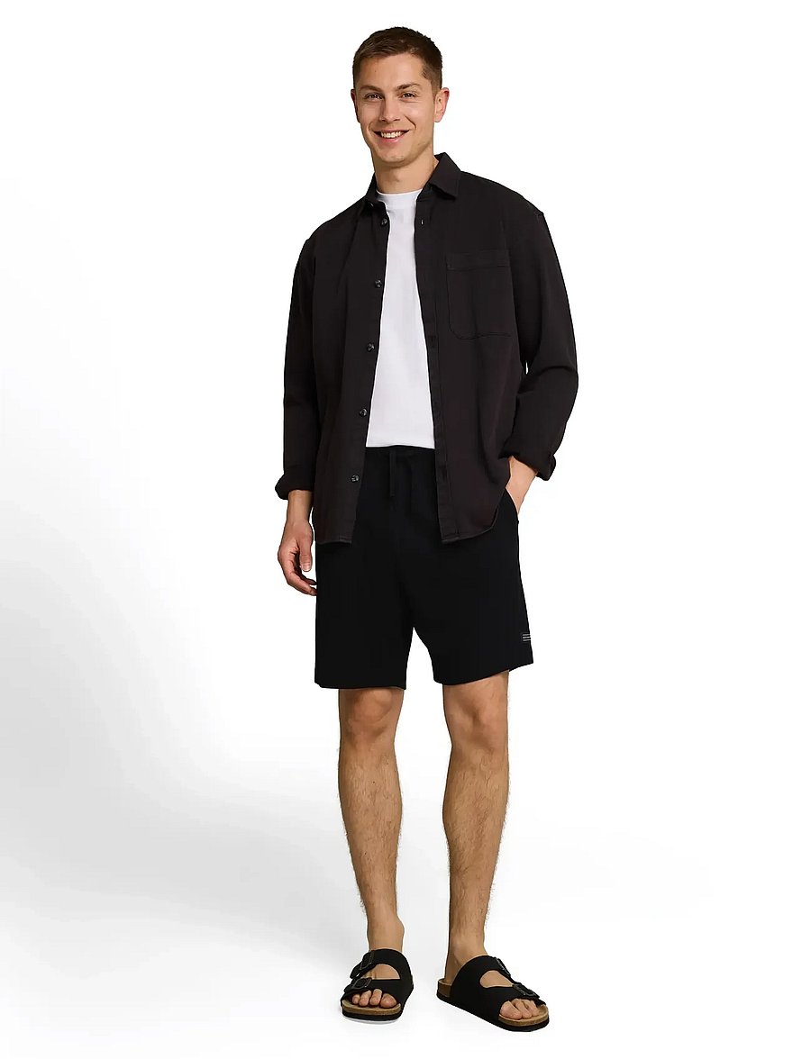 Tom Tailor - relaxed structured sweat shorts - sweatshorts - black - 0