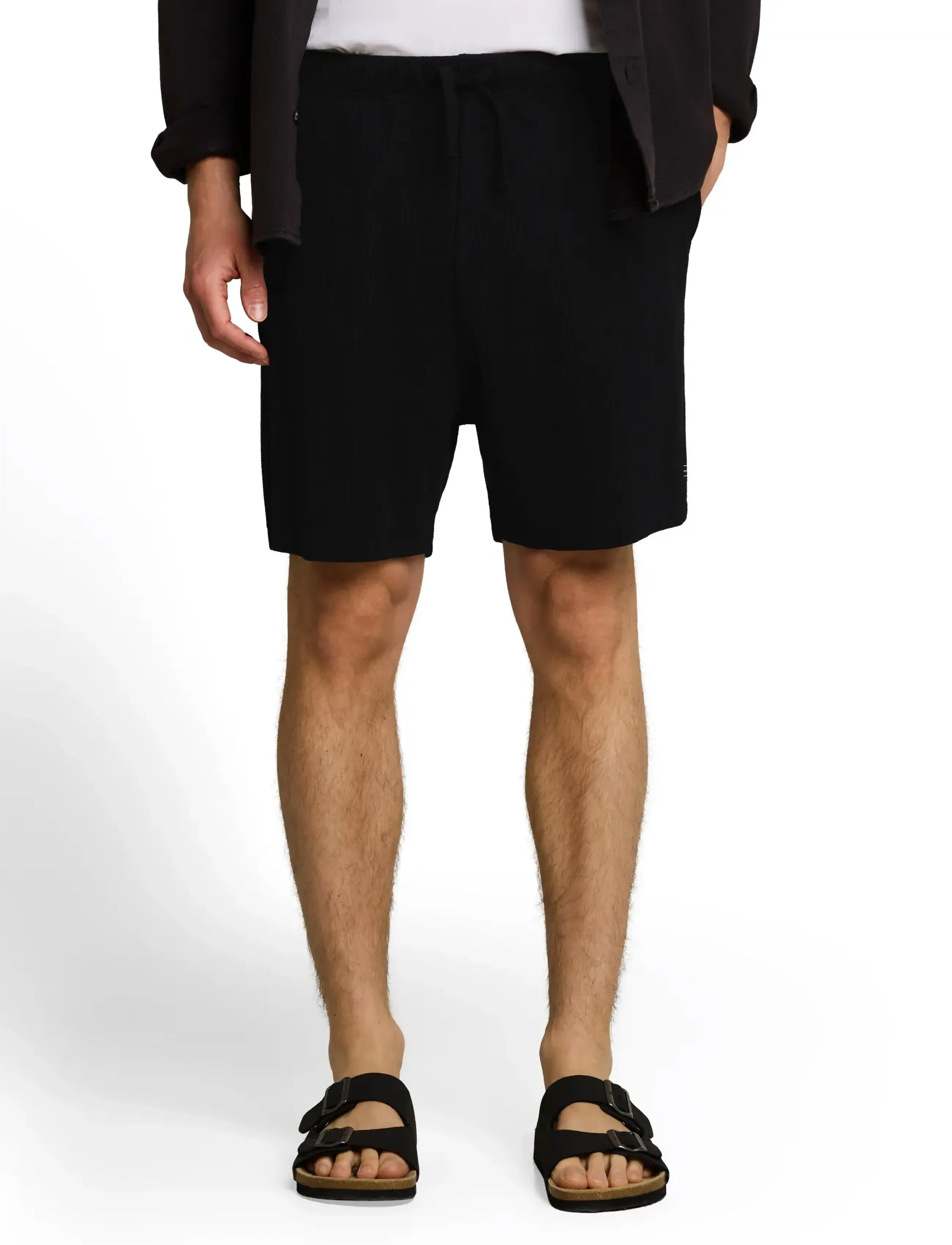 Tom Tailor - relaxed structured sweat shorts - sweatshorts - black - 3