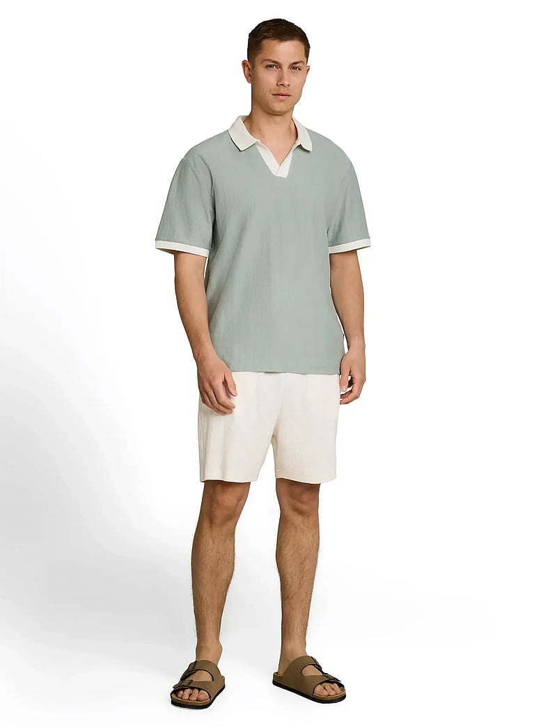 Tom Tailor - relaxed structured sweat shorts - sweatshorts - wool white - 0