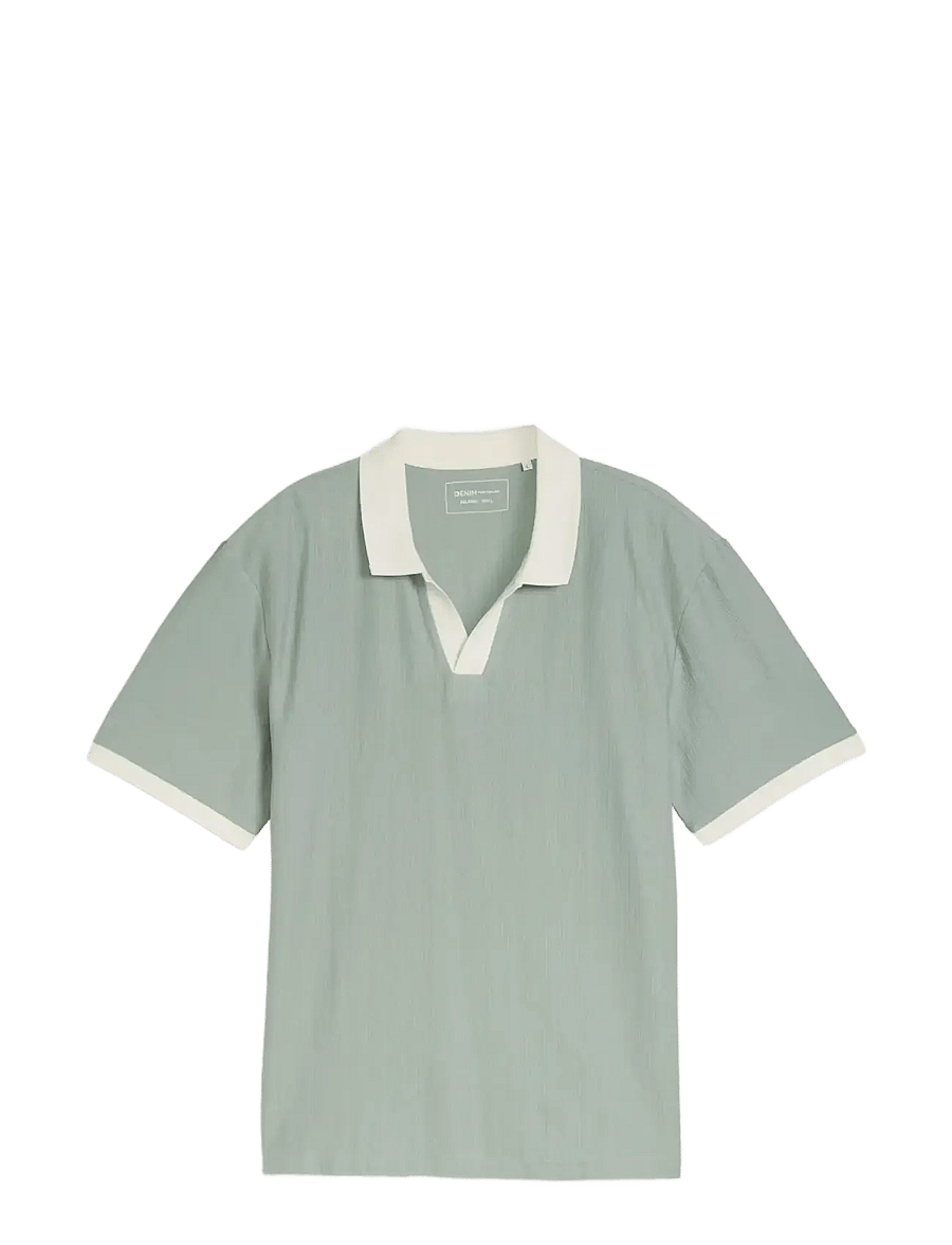 Tom Tailor - relaxed structure resort collar pol - lyhythihaiset - green mist - 1