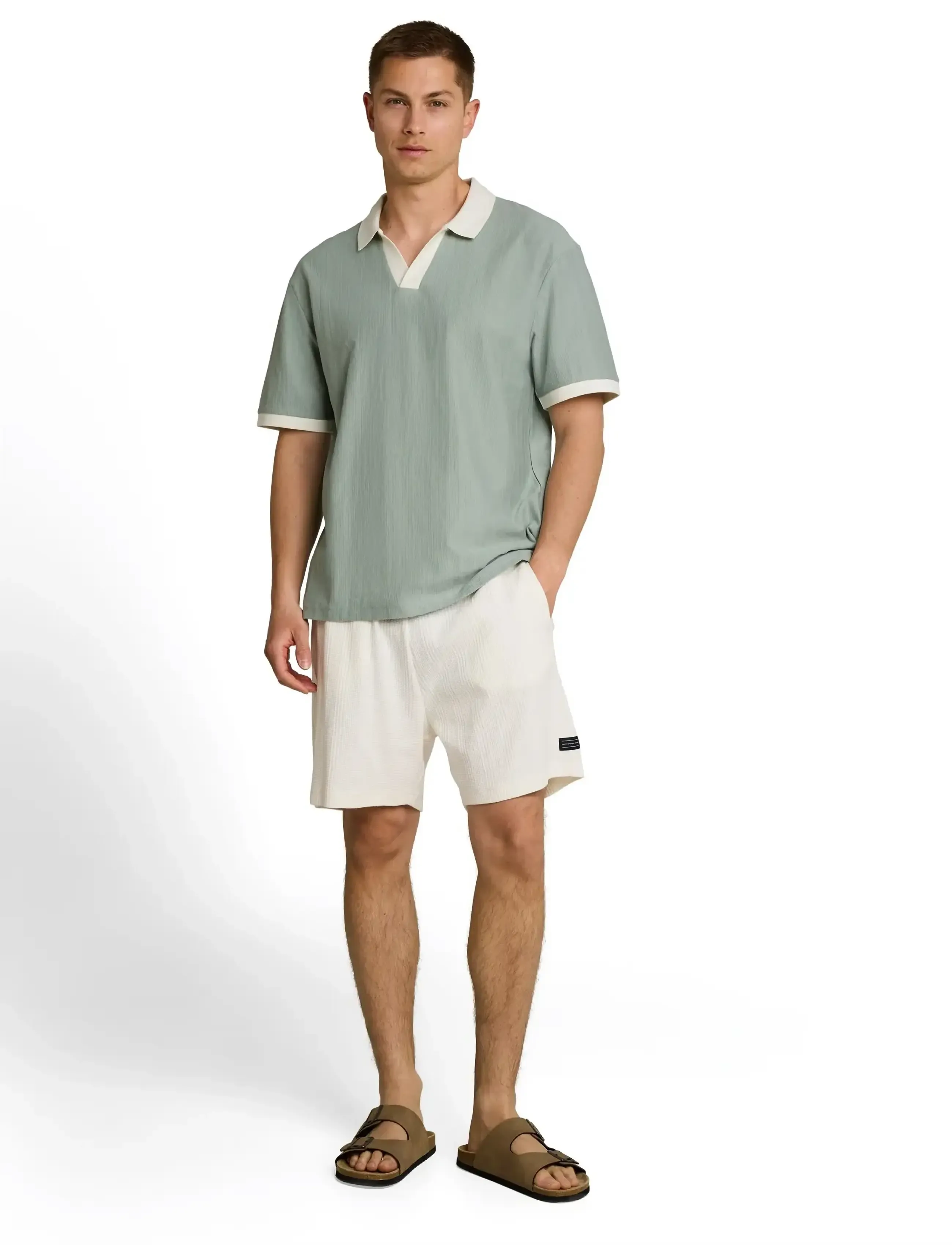 Tom Tailor relaxed structure resort collar pol - Polo Shirts - GREEN MIST / green