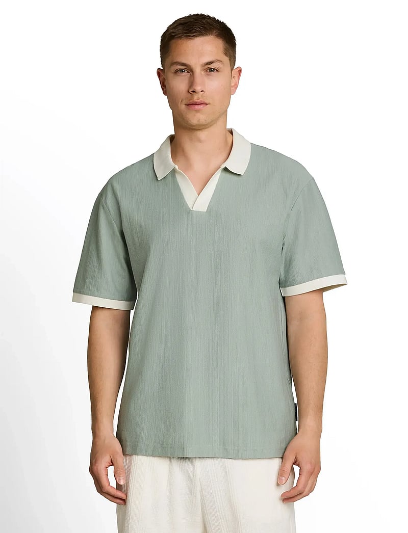Tom Tailor - relaxed structure resort collar pol - kortärmade pikéer - green mist - 3