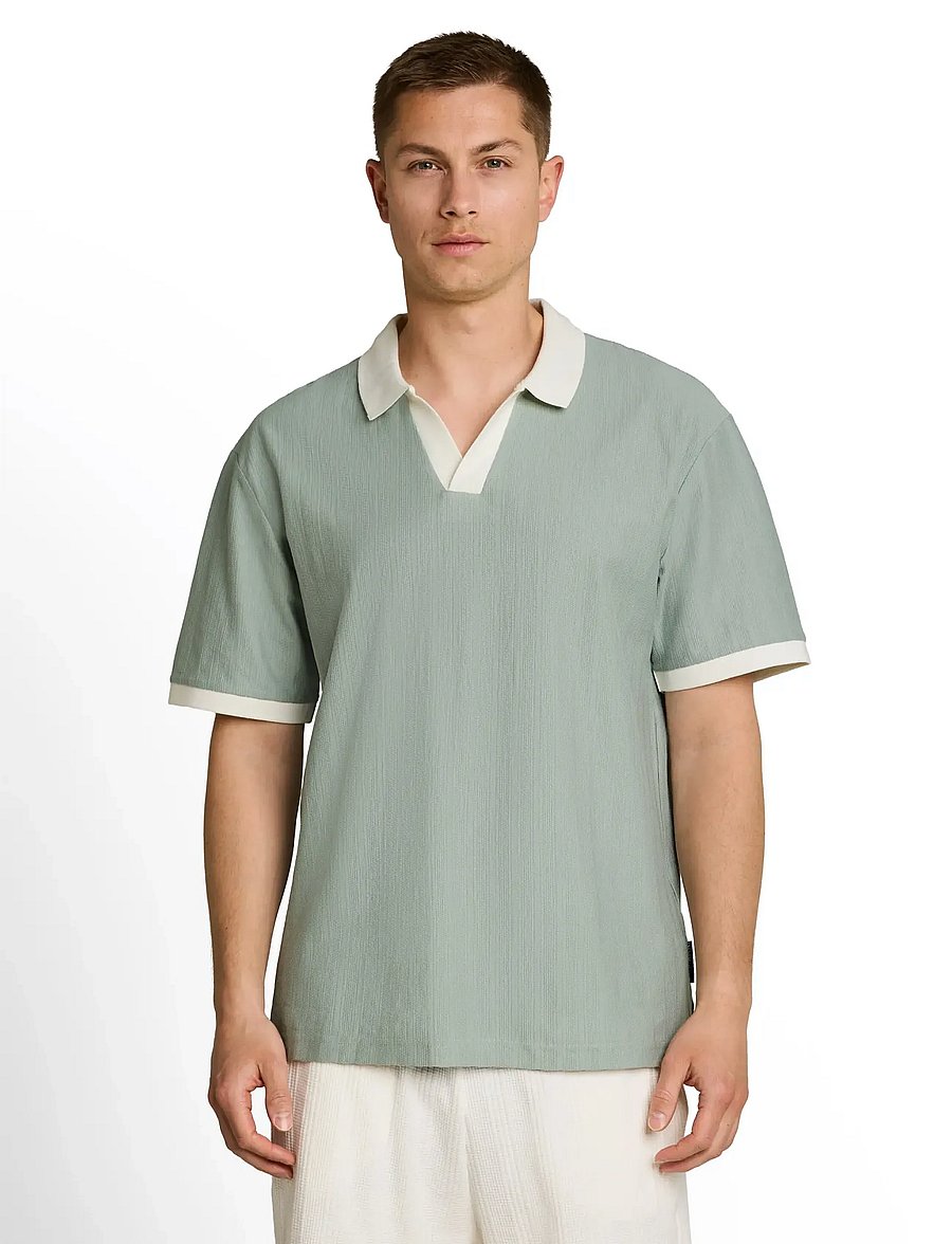 Tom Tailor - relaxed structure resort collar pol - lyhythihaiset - green mist - 3