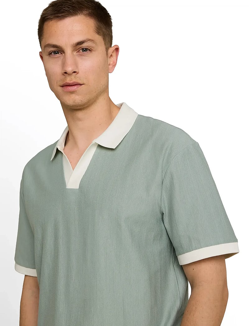 Tom Tailor - relaxed structure resort collar pol - kortärmade pikéer - green mist - 4
