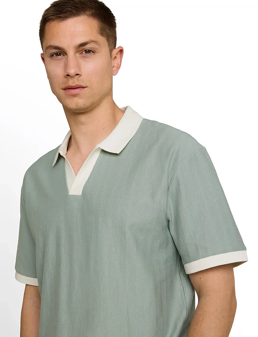 Tom Tailor - relaxed structure resort collar pol - lyhythihaiset - green mist - 4