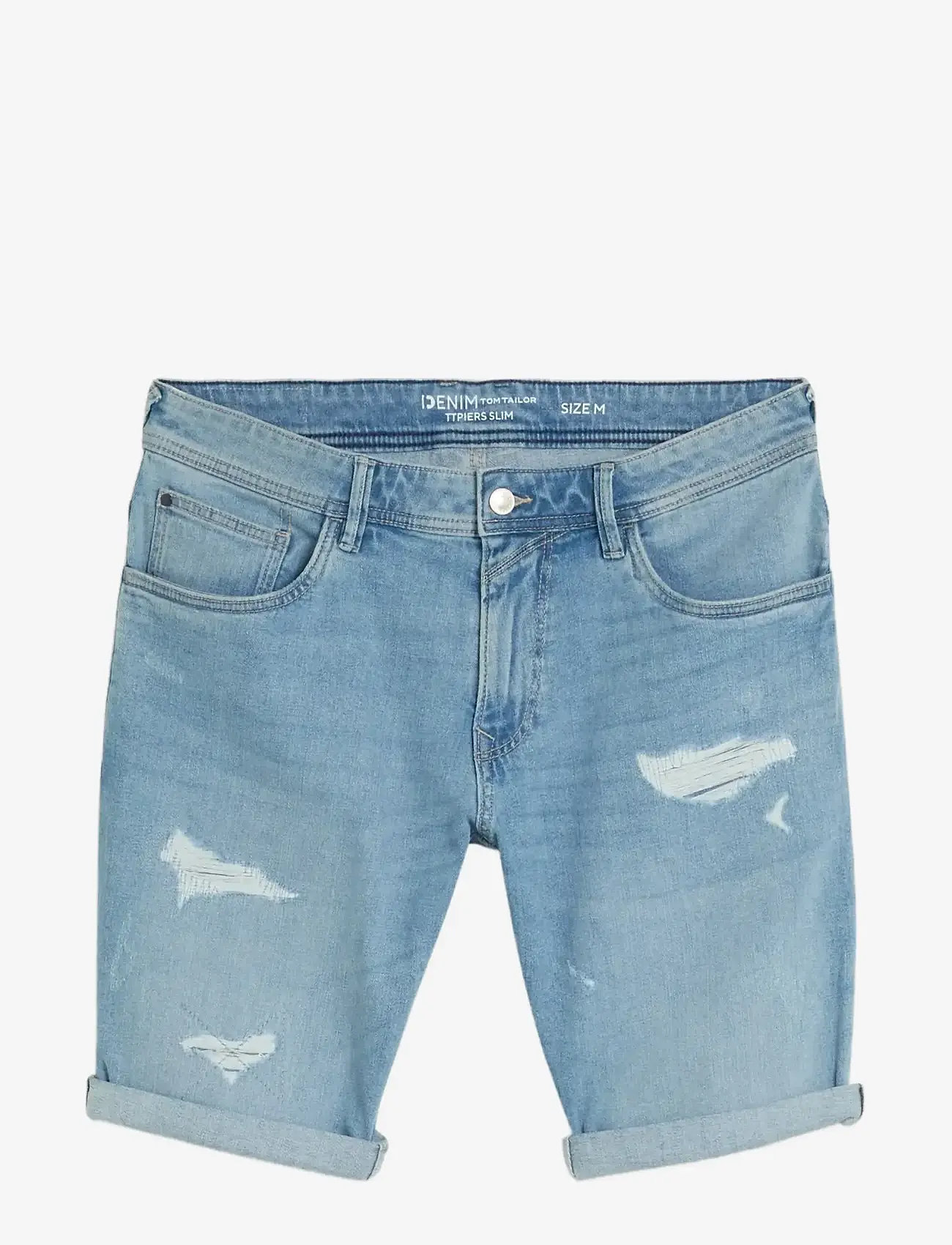 Tom Tailor - TTPIERS SLIM SHORTS - farkkushortsit - light stone bright blue denim - 1