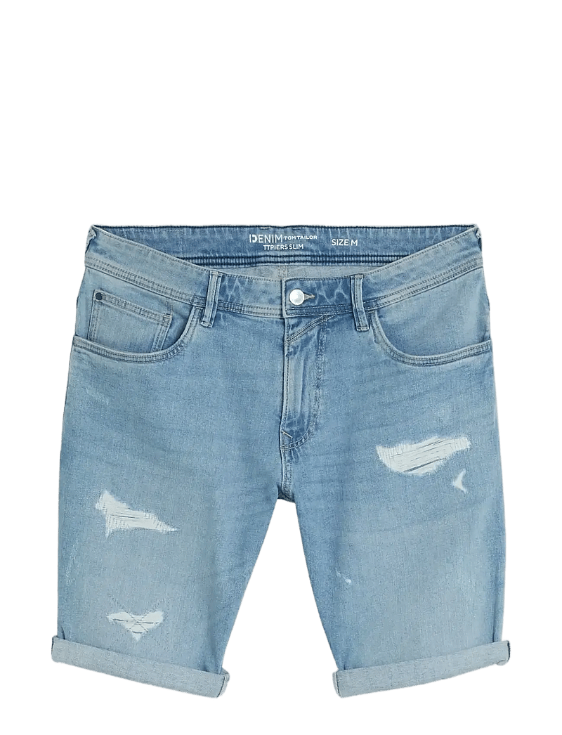 Tom Tailor - TTPIERS SLIM SHORTS - farkkushortsit - light stone bright blue denim - 1
