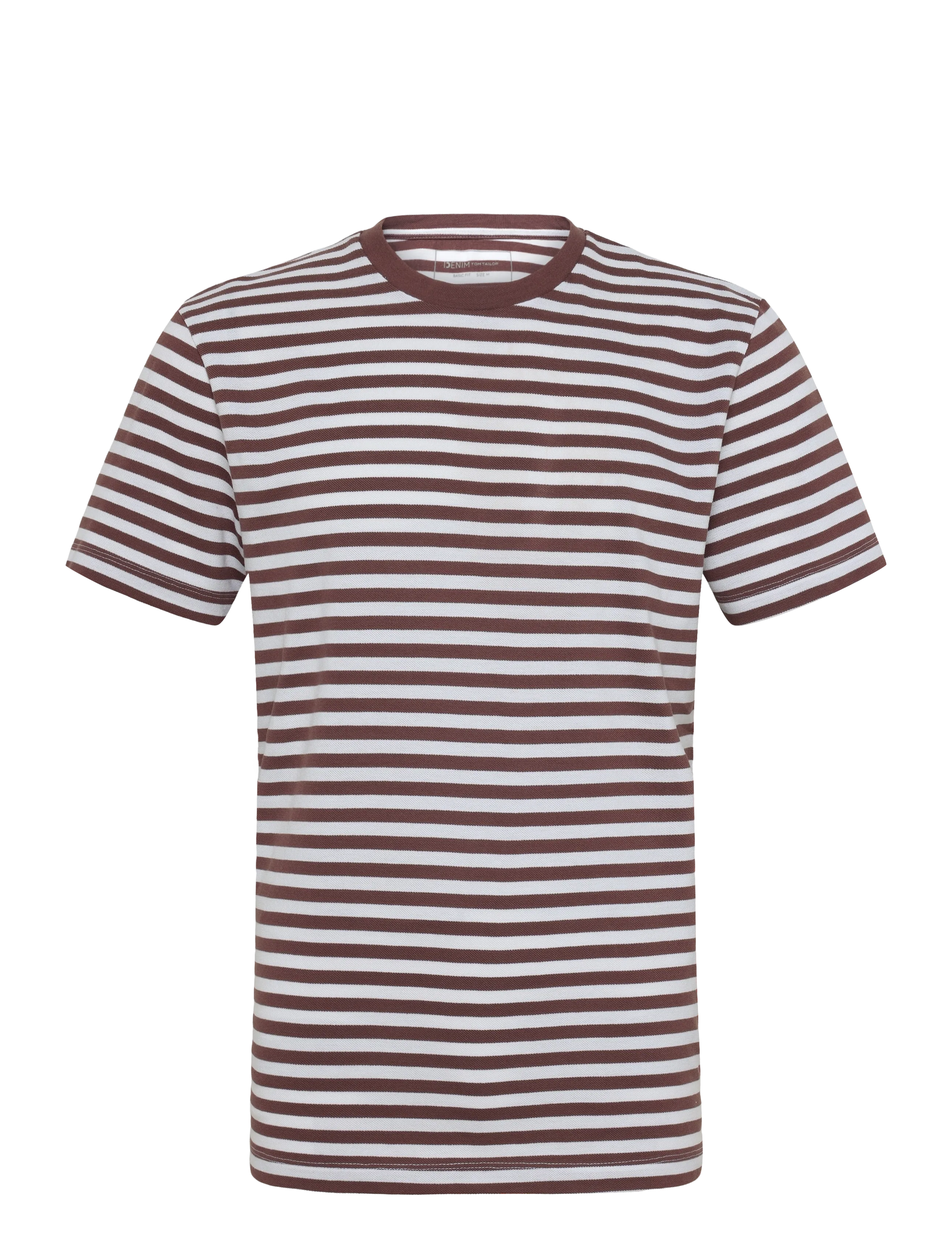 Tom Tailor - striped piqué t-shirt - kurzärmelige t-shirts - rose taupe white stripe - 1