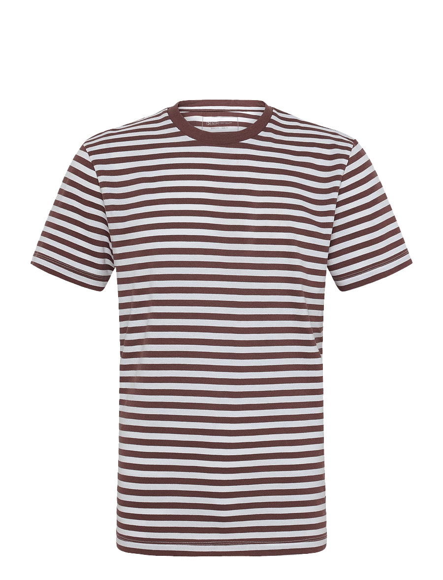 Tom Tailor - striped piqué t-shirt - kurzärmelige t-shirts - rose taupe white stripe - 1