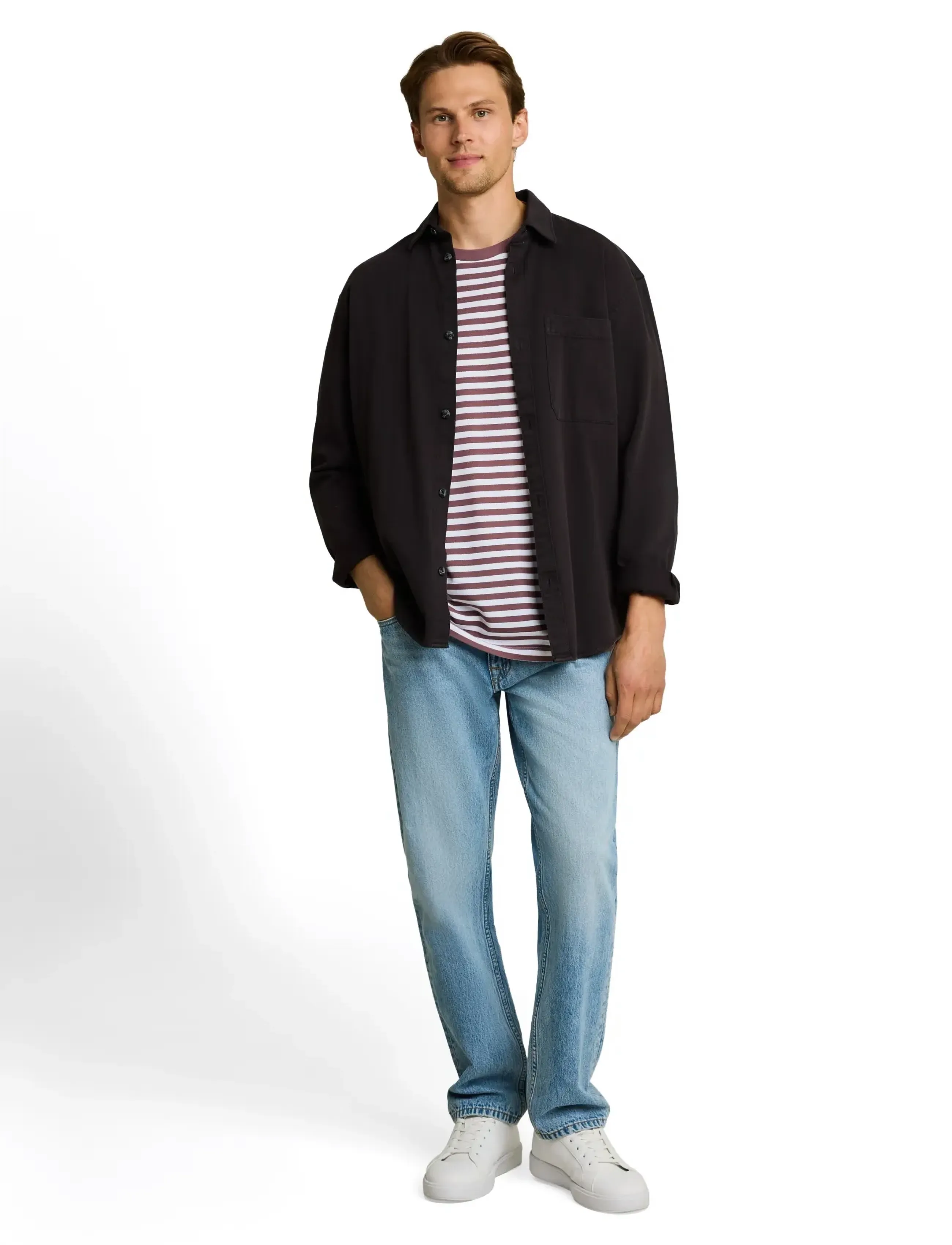 Tom Tailor Striped Piqué T-Shirt, XXL, T-shirts, Braun - Short-sleeved, Männerswear