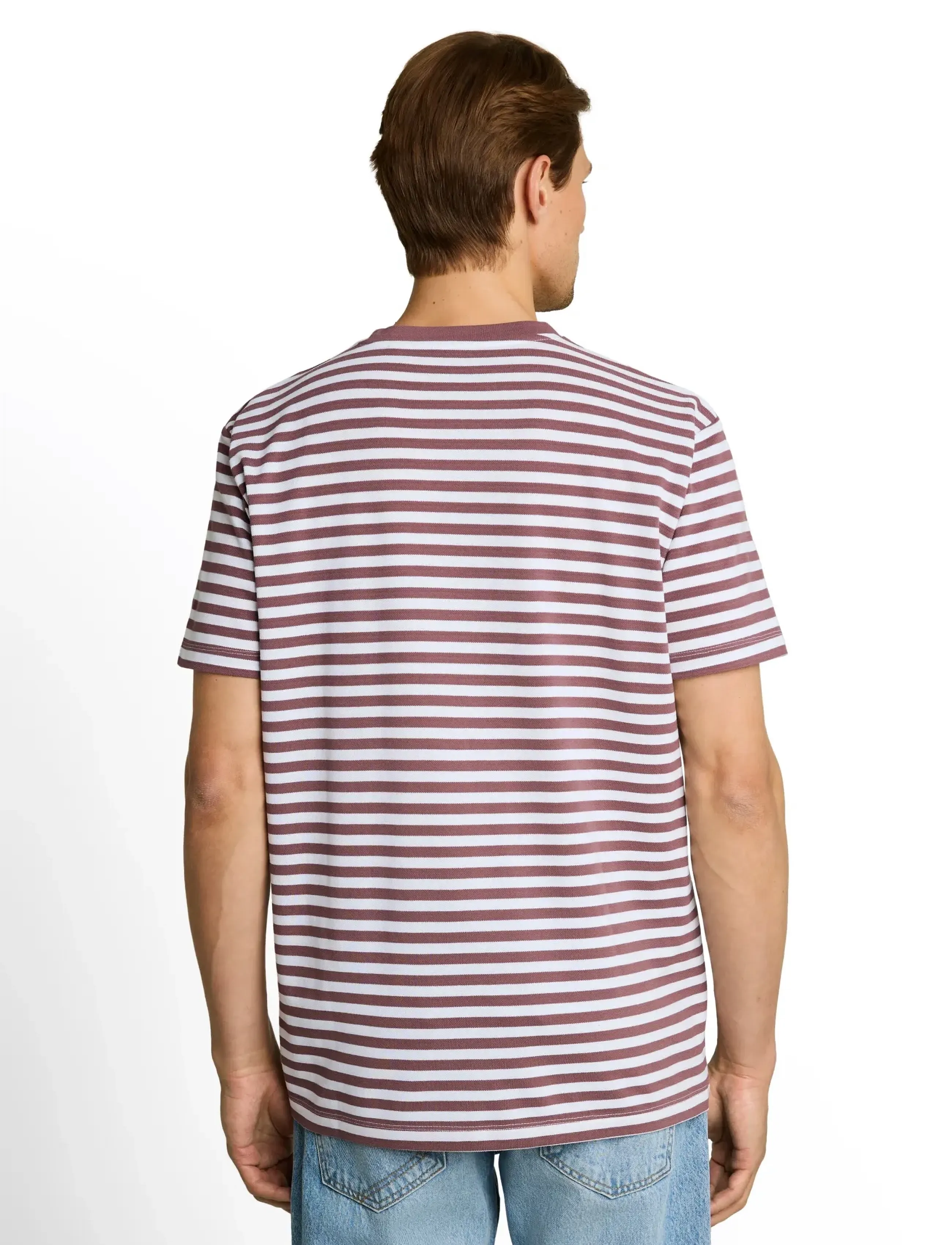 Tom Tailor - striped piqué t-shirt - kurzärmelige t-shirts - rose taupe white stripe - 3