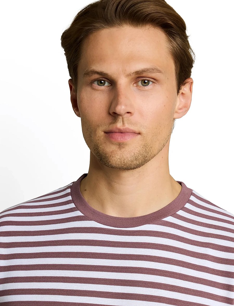 Tom Tailor - striped piqué t-shirt - kurzärmelige t-shirts - rose taupe white stripe - 5