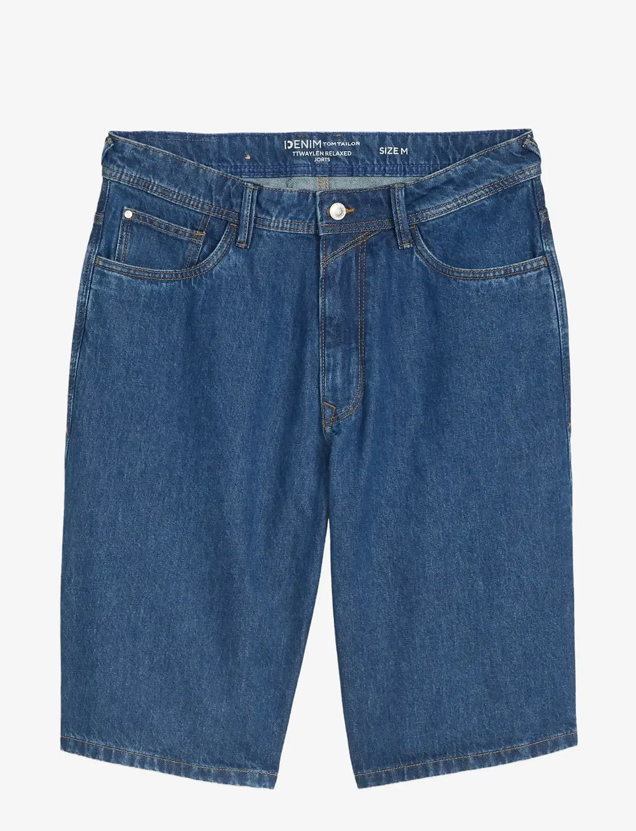 Tom Tailor - TTWAYLEN RELAXED JORTS - džinsiniai šortai - clean dark stone blue denim - 1