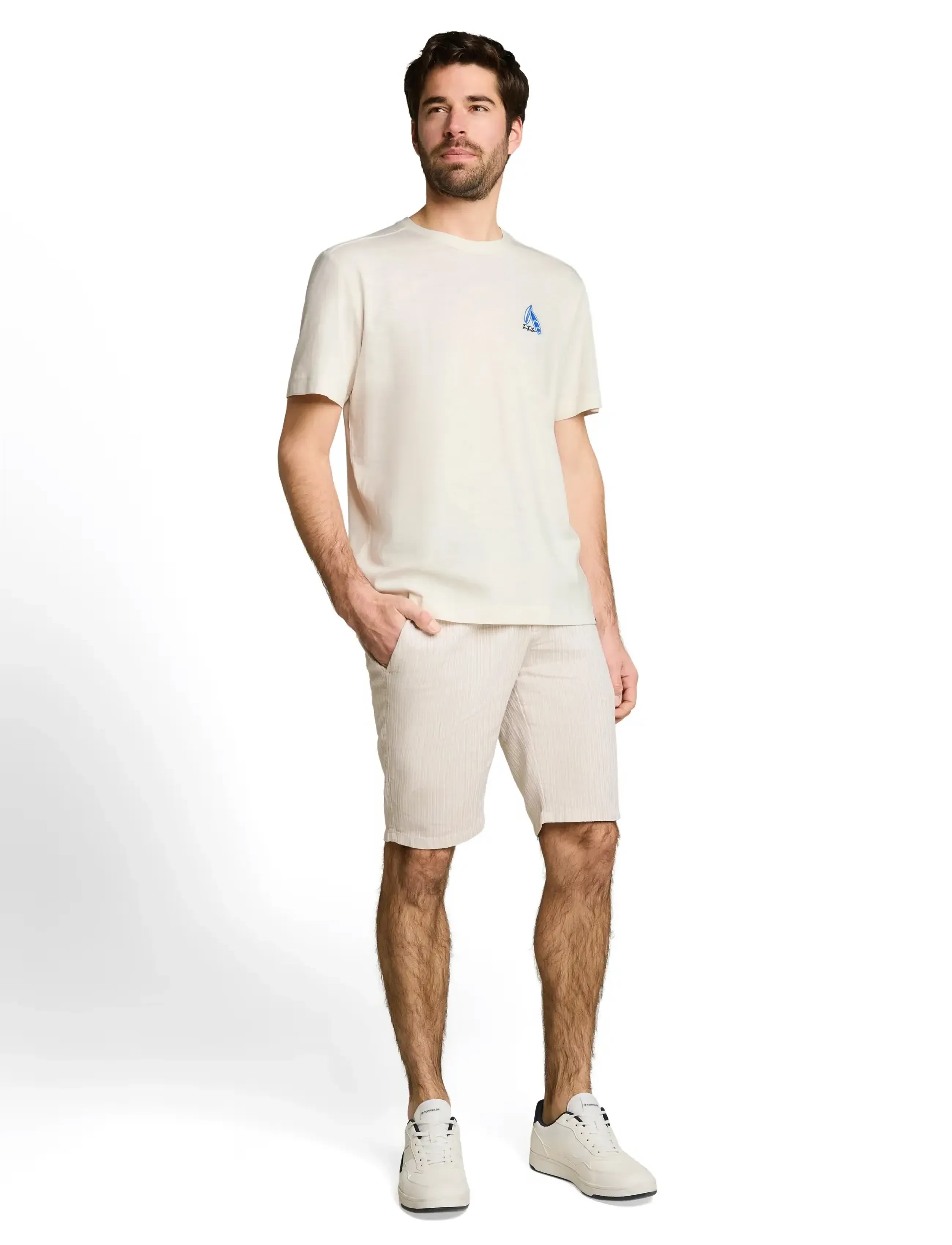 Tom Tailor embroidered t-shirt - Visa allt - GARDENIA WHITE / cream