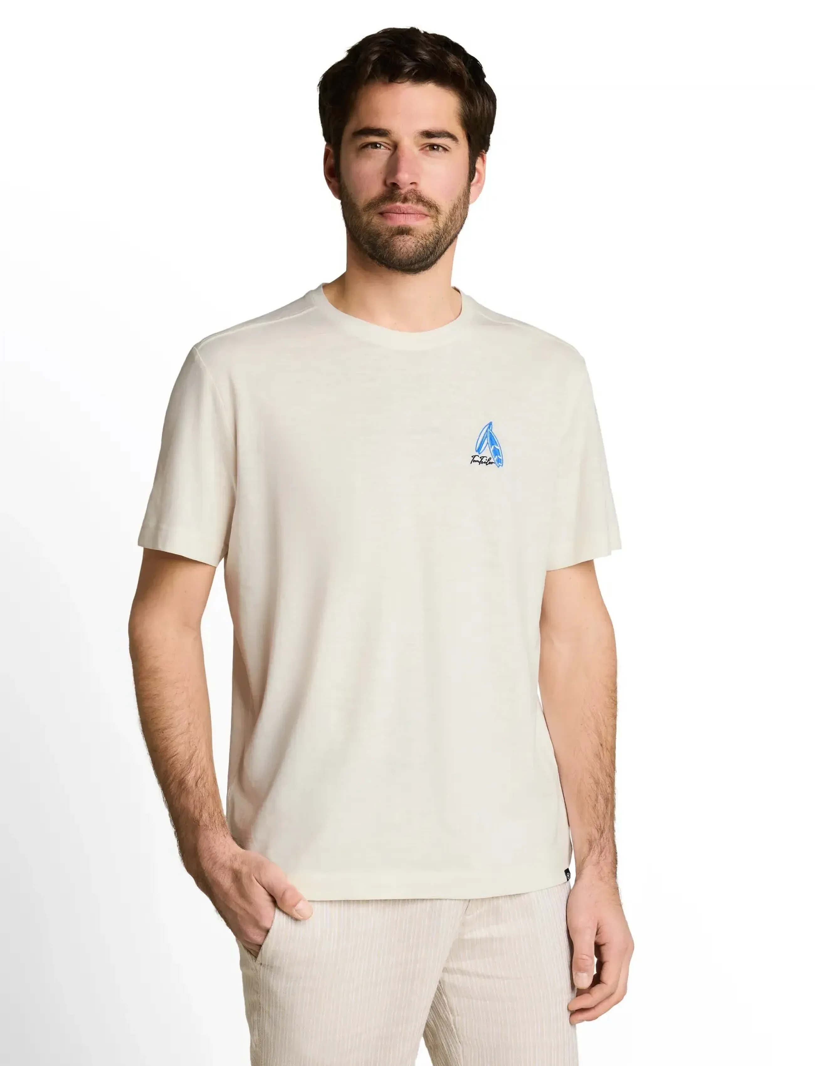 Tom Tailor - embroidered t-shirt - kortærmede t-shirts - gardenia white - 3