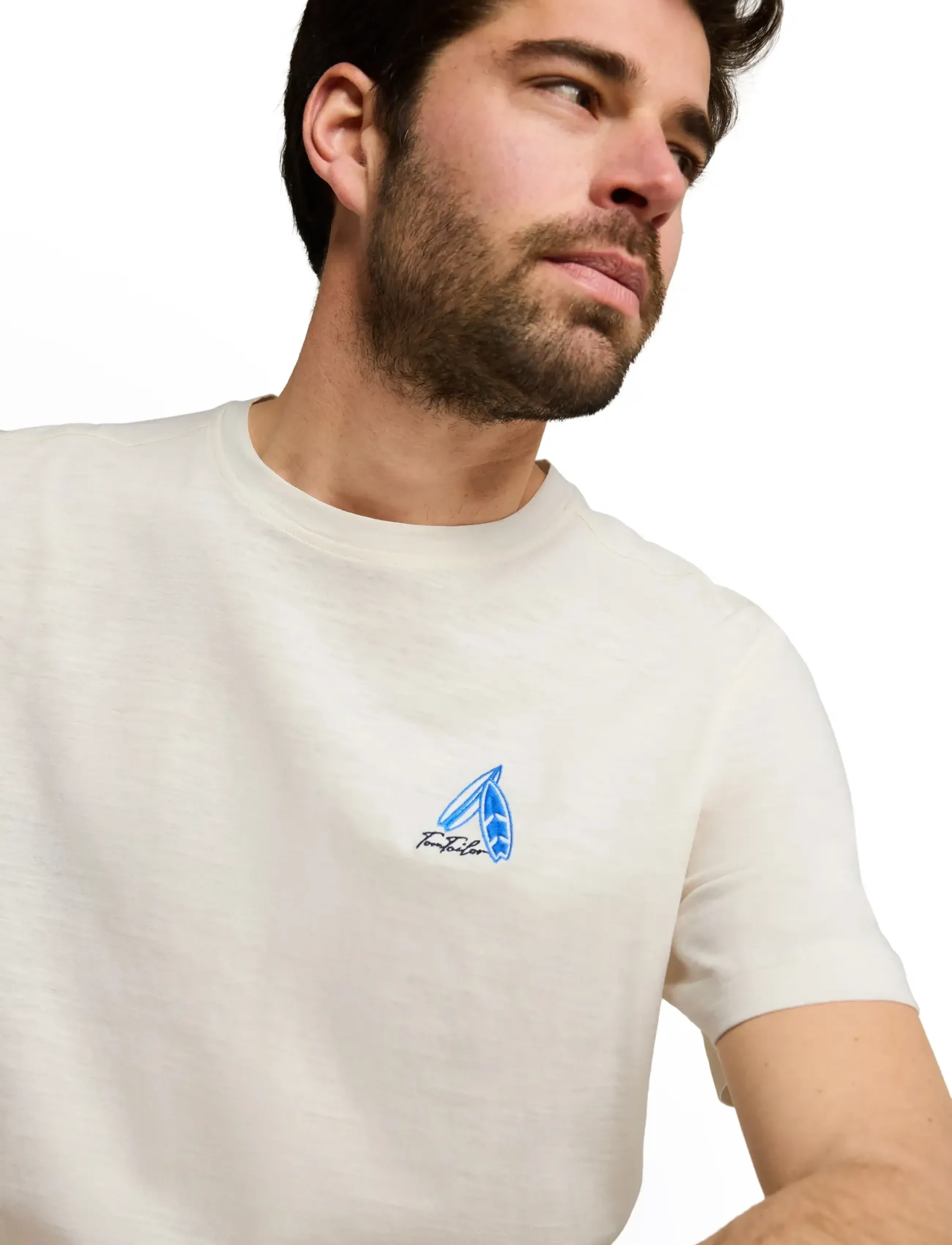 Tom Tailor - embroidered t-shirt - kortærmede t-shirts - gardenia white - 4