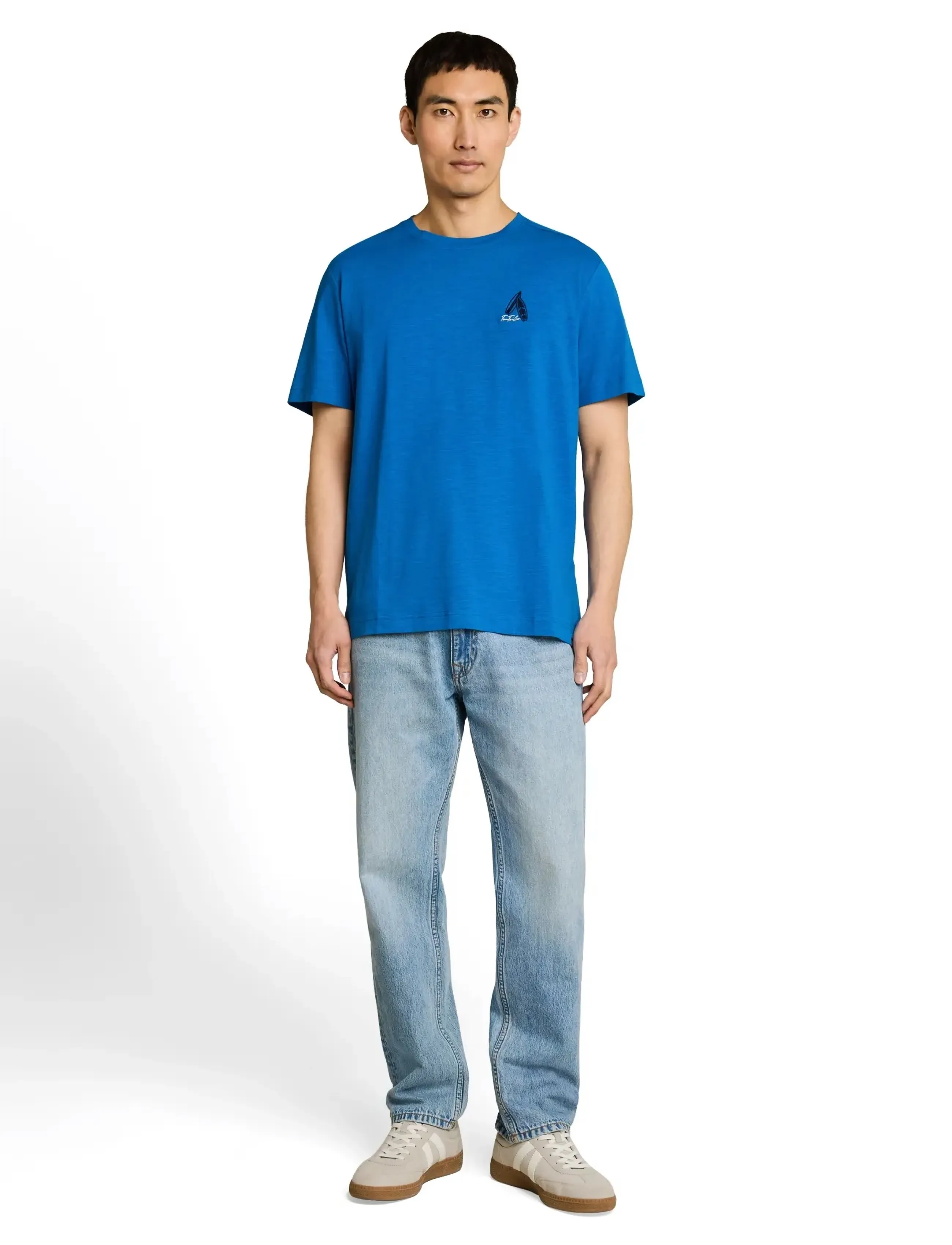 Tom Tailor Embroidered T-Shirt, L, T-shirts, Blau - Short-sleeved, Männerswear