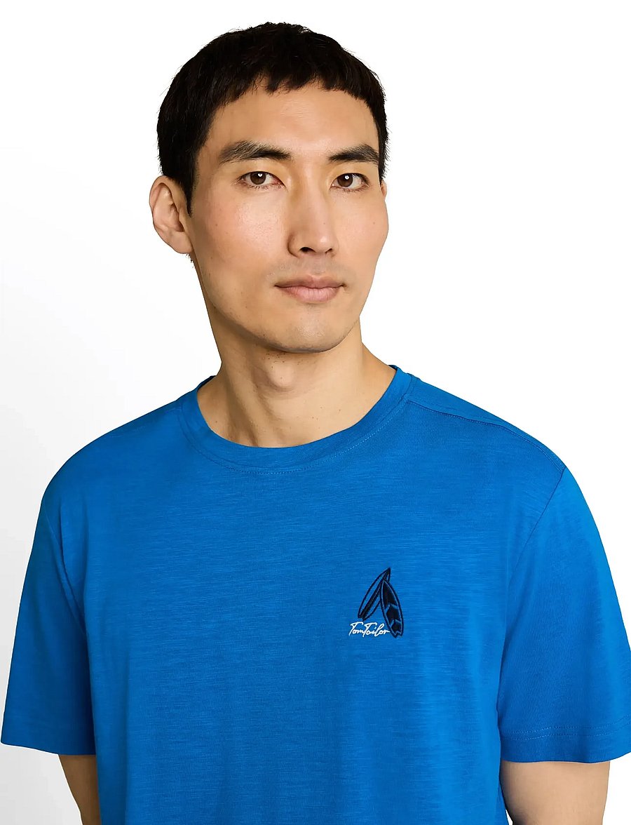 Tom Tailor - embroidered t-shirt - short-sleeved t-shirts - surf blue - 3