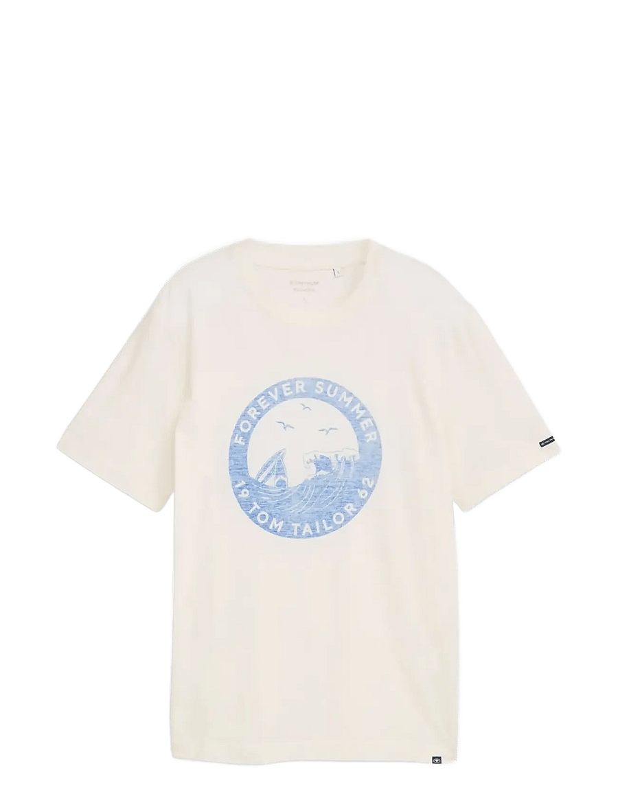 Tom Tailor - printed t-shirt - kurzärmelige t-shirts - gardenia white - 1