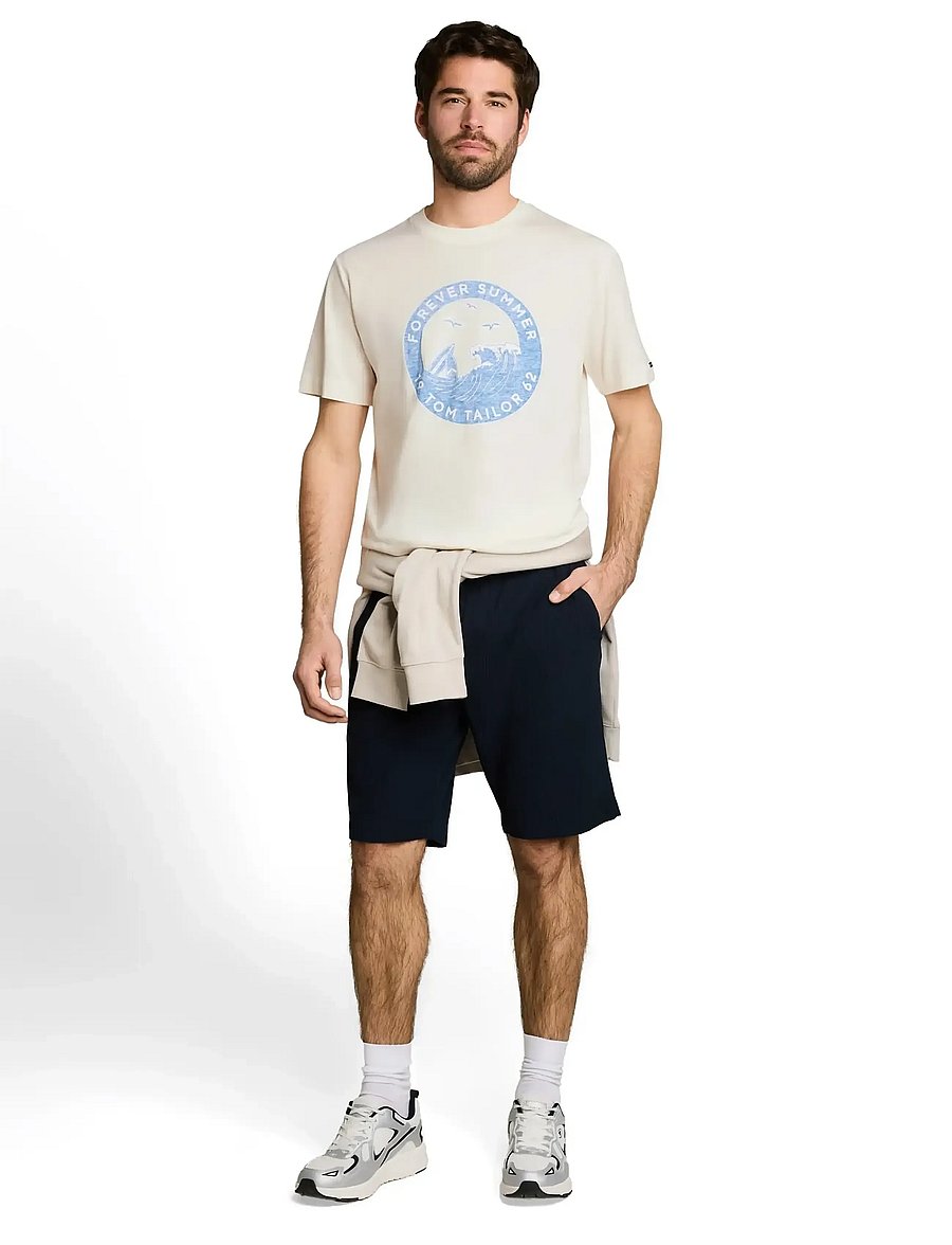 Tom Tailor - printed t-shirt - kurzärmelige t-shirts - gardenia white - 0