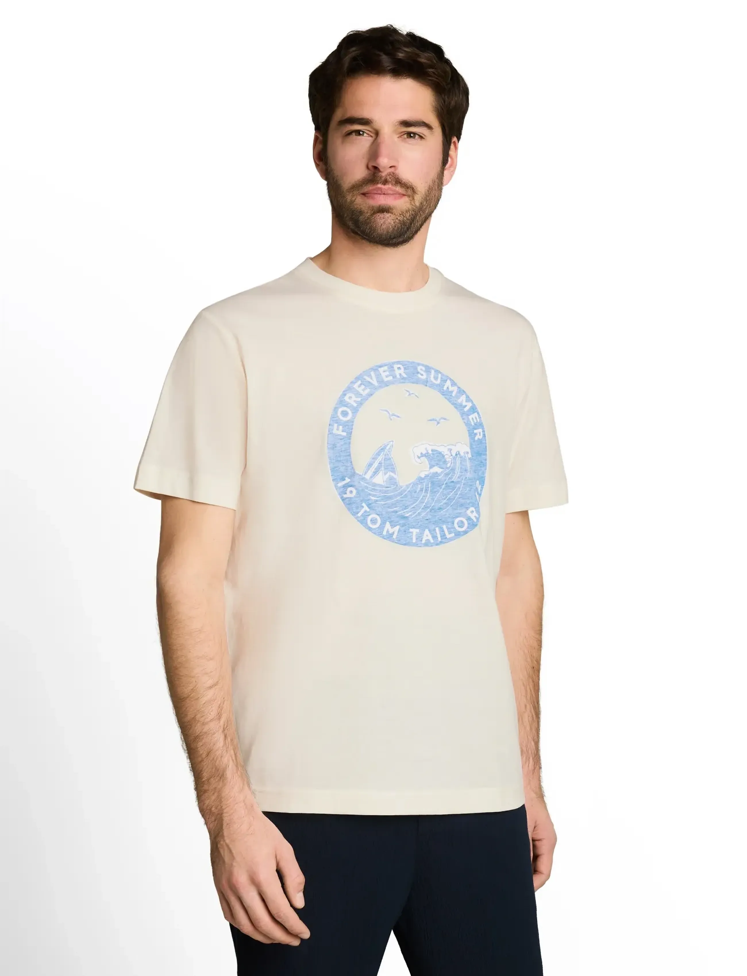 Tom Tailor - printed t-shirt - short-sleeved t-shirts - gardenia white - 3
