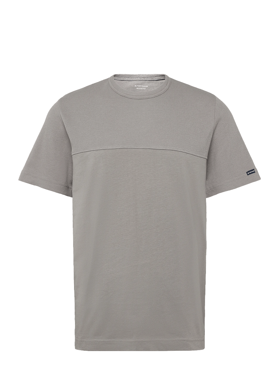 Tom Tailor - structured cutline t-shirt - lühikeste varrukatega t-särgid - driftwood taupe - 1