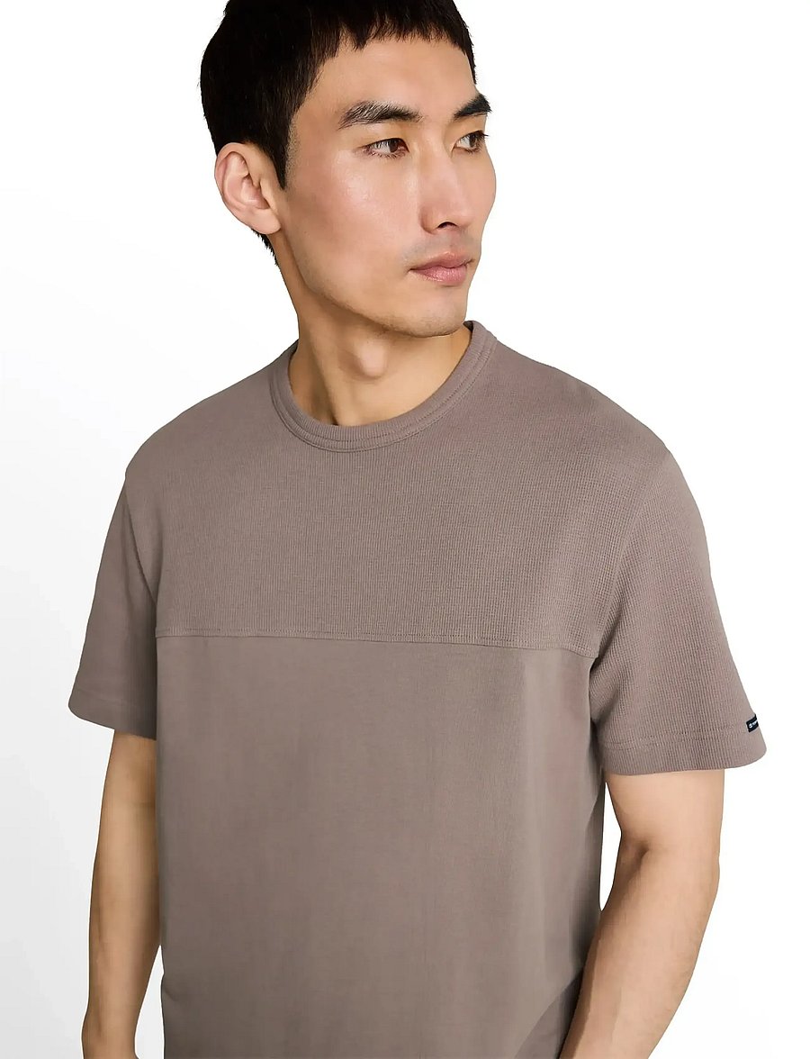 Tom Tailor - structured cutline t-shirt - lühikeste varrukatega t-särgid - driftwood taupe - 4