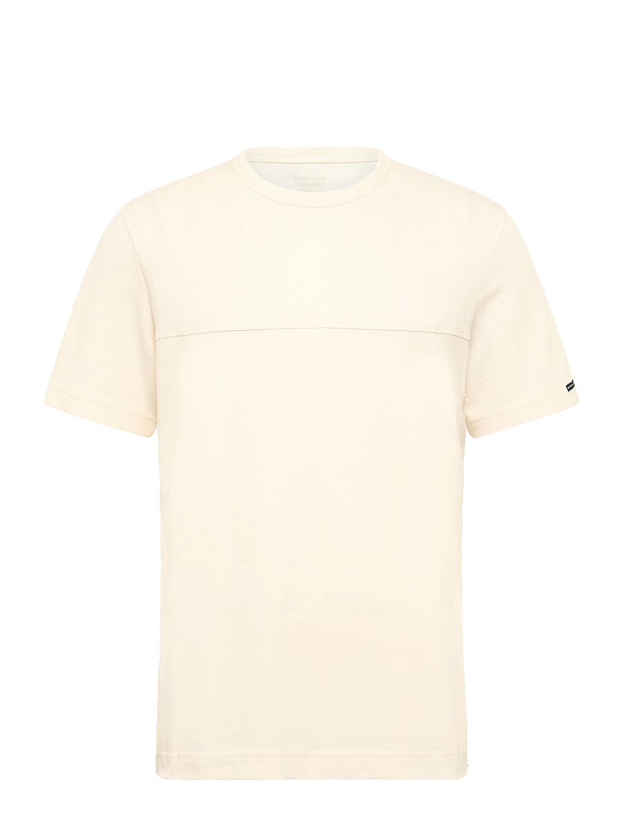 Tom Tailor - structured cutline t-shirt - lühikeste varrukatega t-särgid - gardenia white - 1