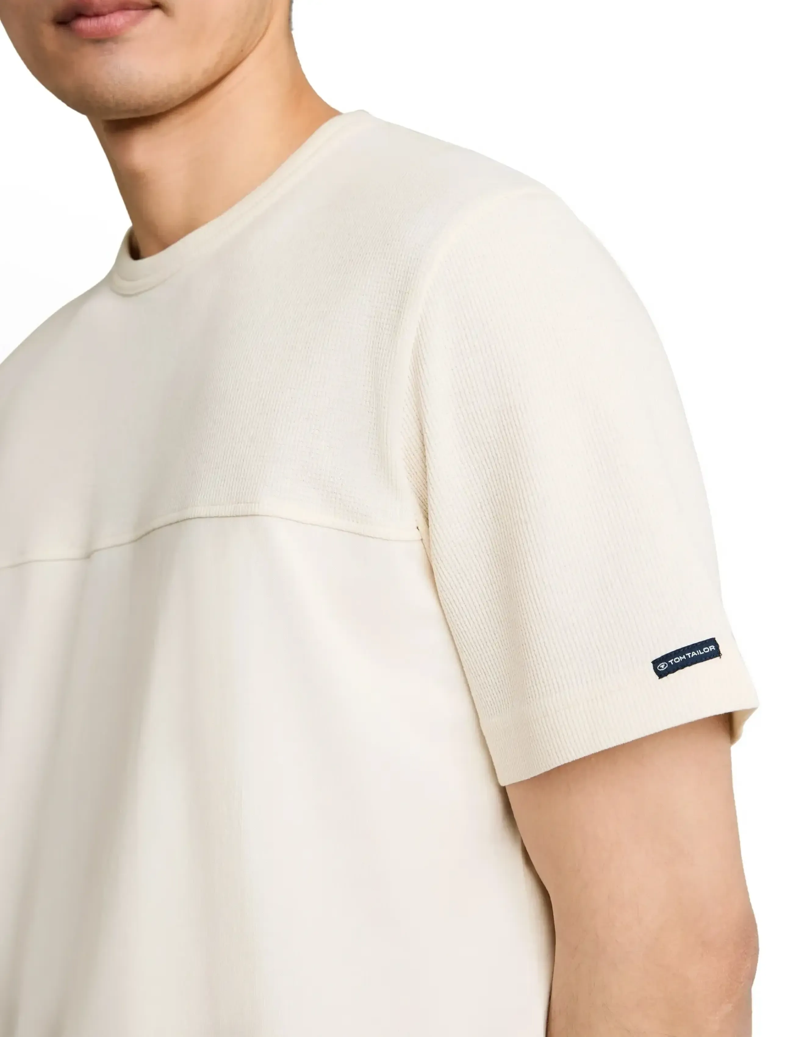 Tom Tailor - structured cutline t-shirt - lühikeste varrukatega t-särgid - gardenia white - 5
