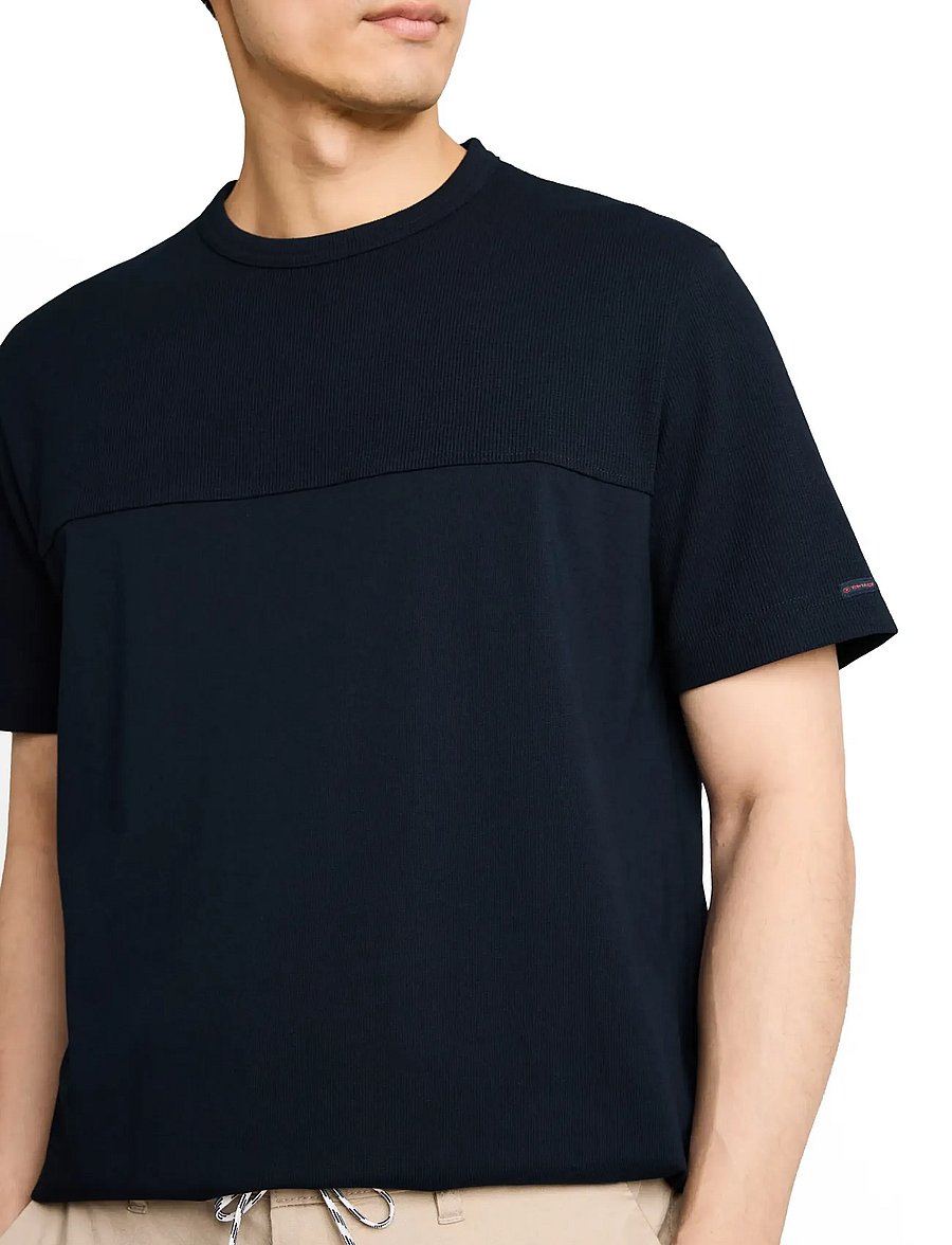 Tom Tailor - structured cutline t-shirt - lühikeste varrukatega t-särgid - sky captain blue - 4
