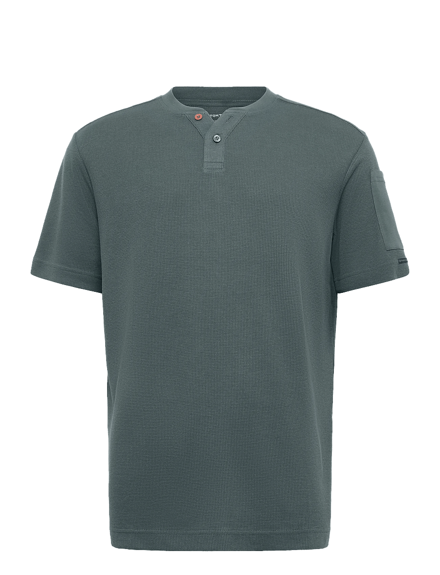Tom Tailor - structured serafino t-shirt - lühikeste varrukatega t-särgid - darkest olive - 1