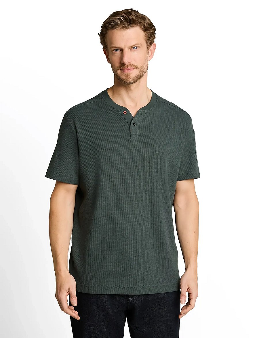 Tom Tailor - structured serafino t-shirt - lühikeste varrukatega t-särgid - darkest olive - 4