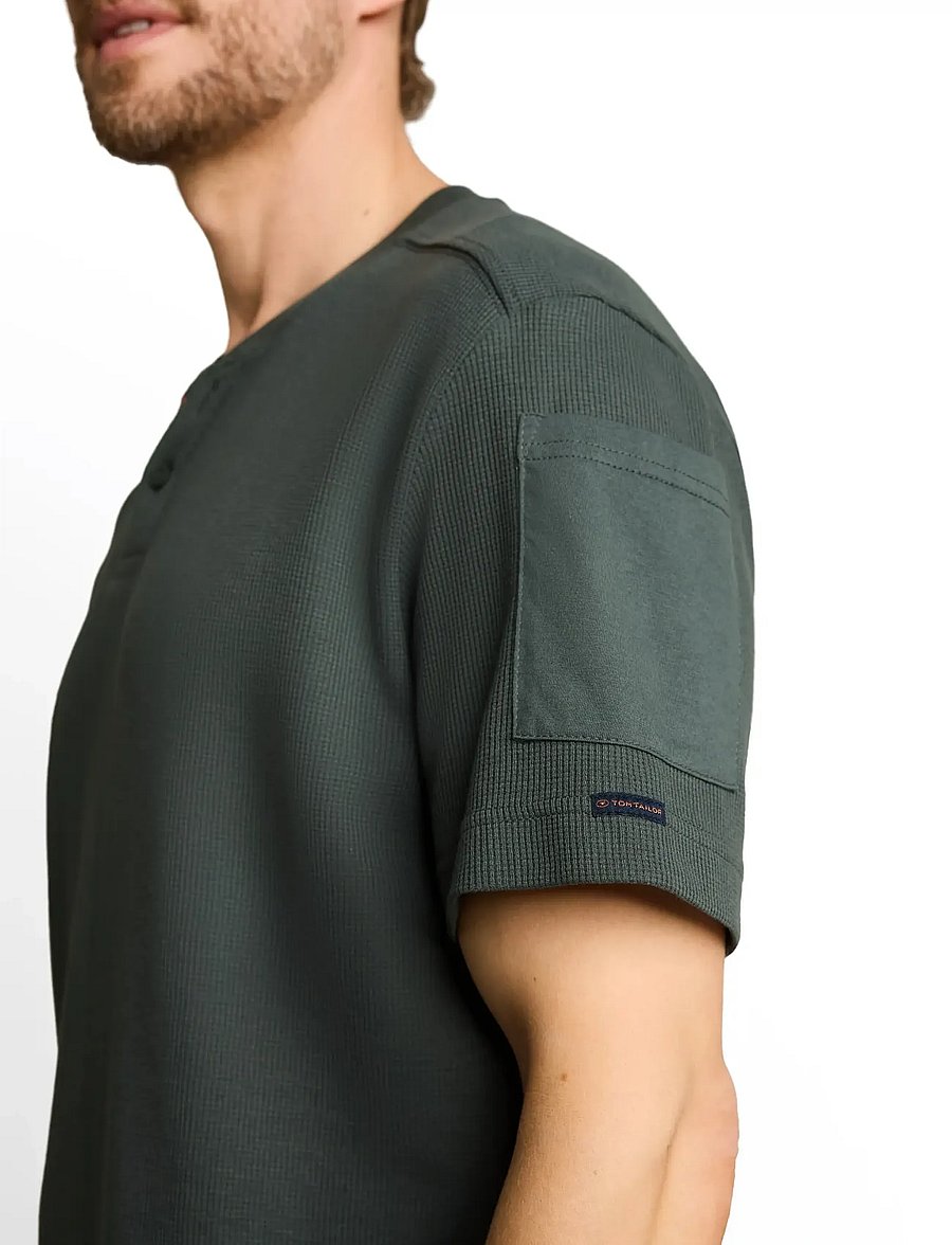 Tom Tailor - structured serafino t-shirt - lühikeste varrukatega t-särgid - darkest olive - 5
