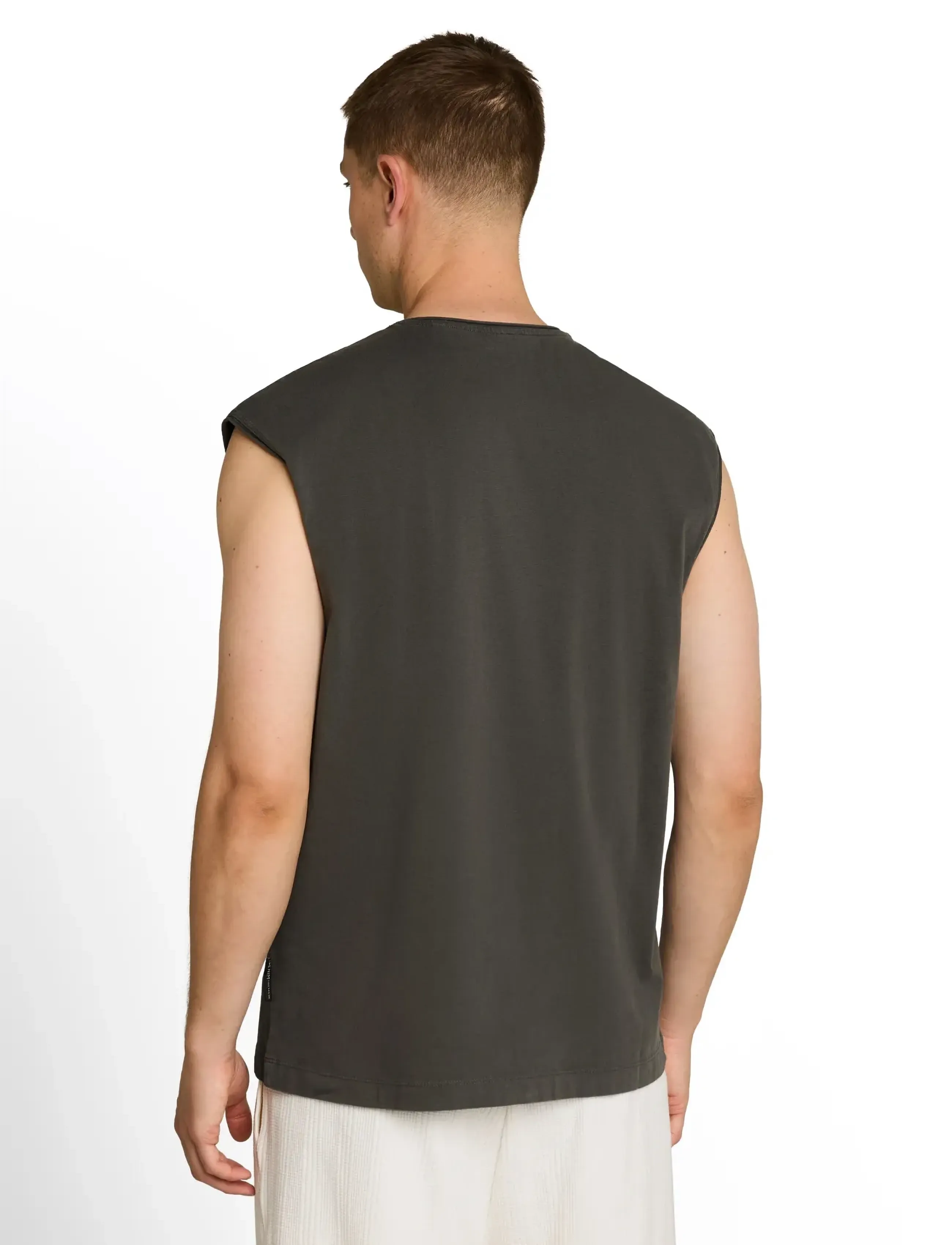 Tom Tailor - relaxed overdye tank top - linnen - black - 2