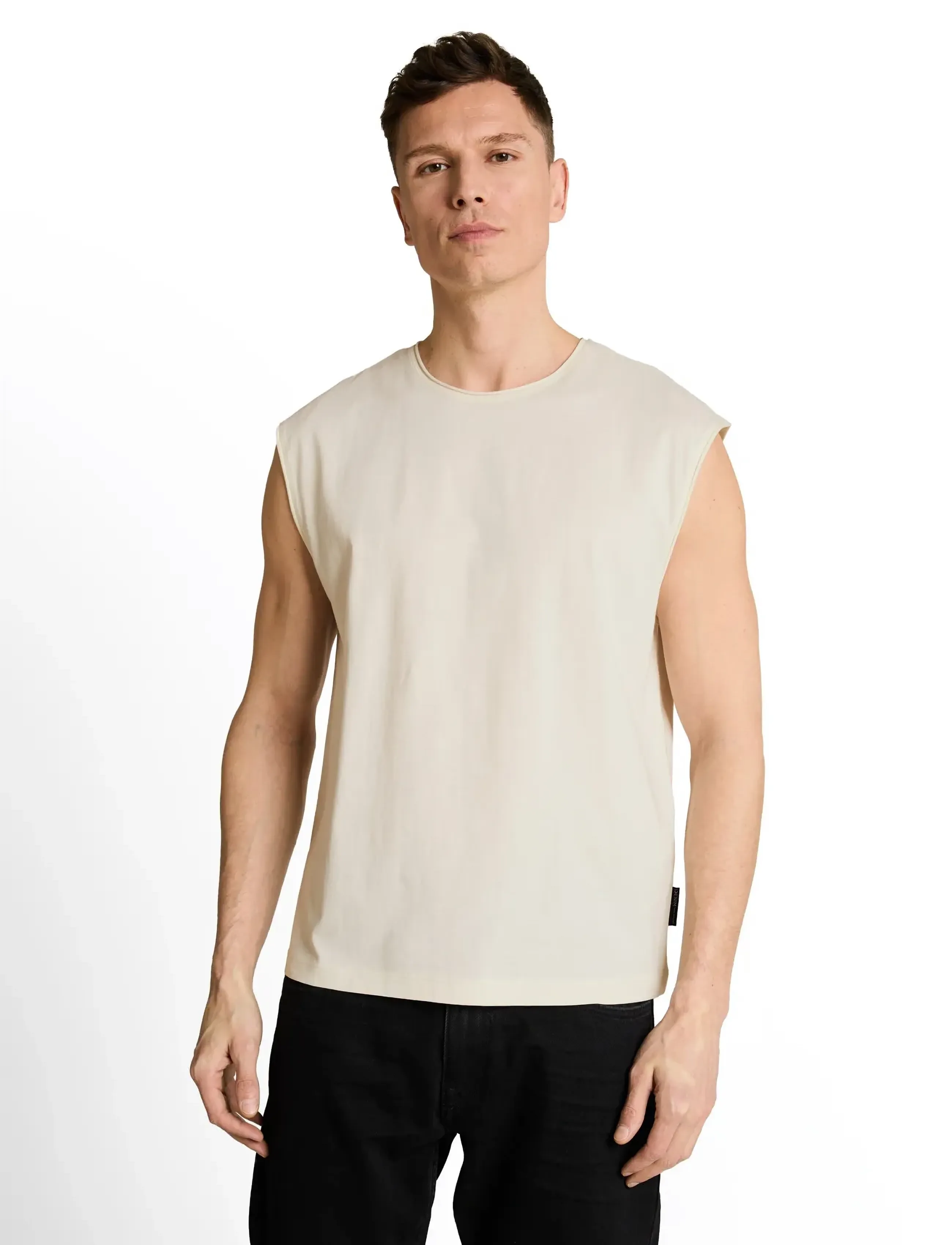 Tom Tailor - relaxed overdye tank top - varrukateta särgid - wool white - 4