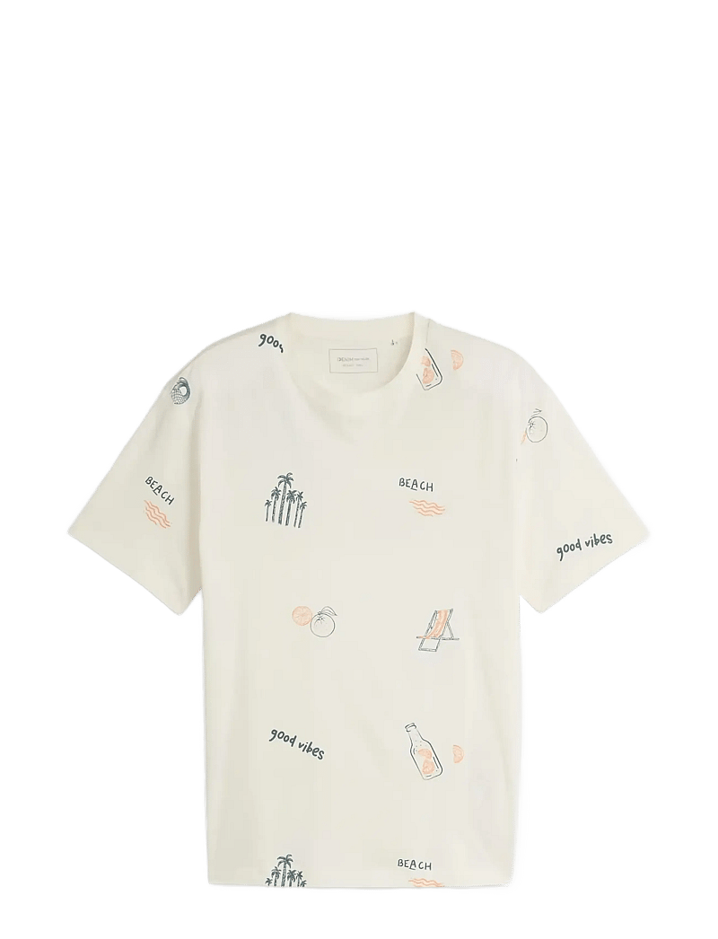 Tom Tailor - relaxed allover printed t-shirt - kortærmede t-shirts - wool white fun summer print - 1