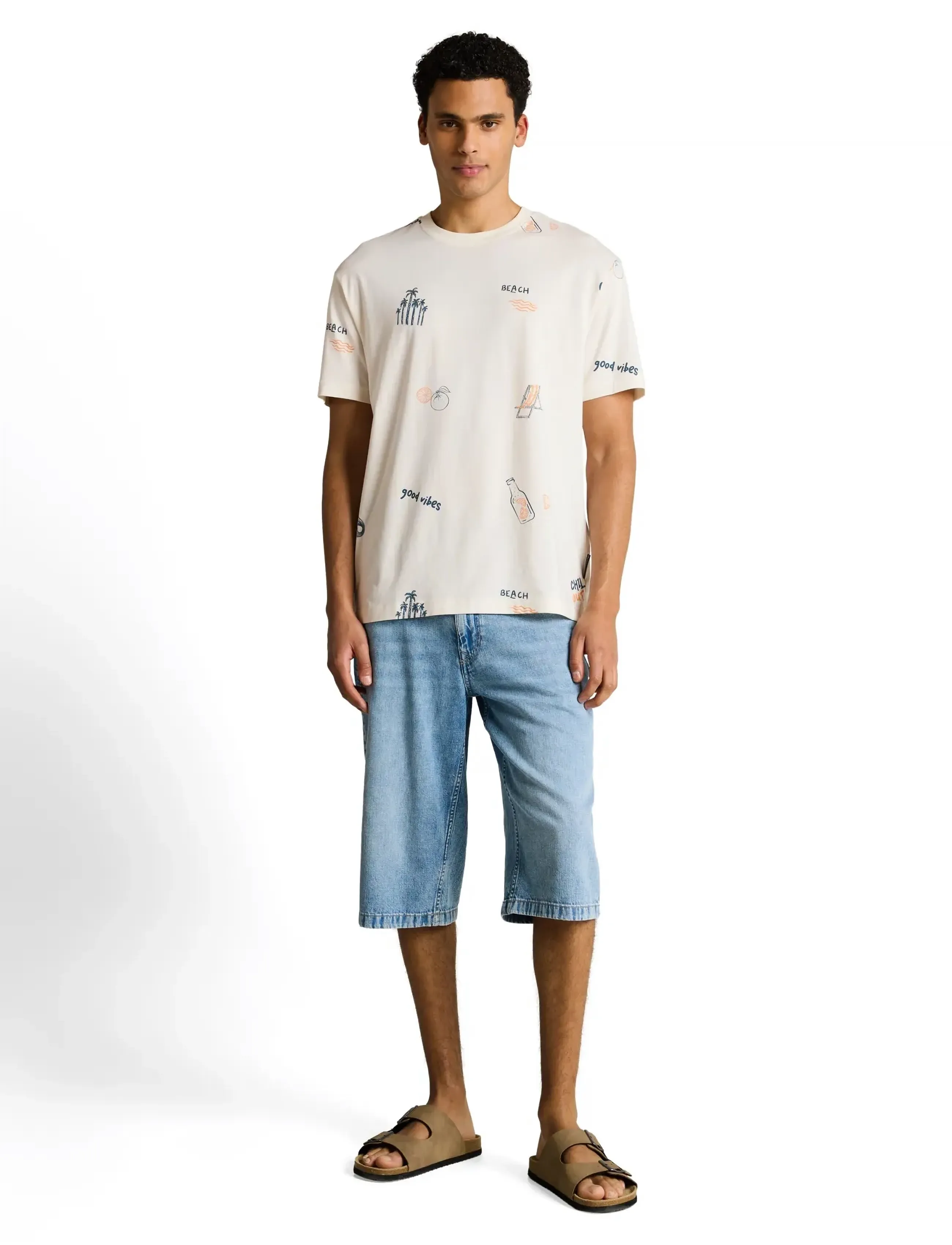 Tom Tailor relaxed allover printed t-shirt - 4 for 3 - WOOL WHITE FUN SUMMER PRINT / cream
