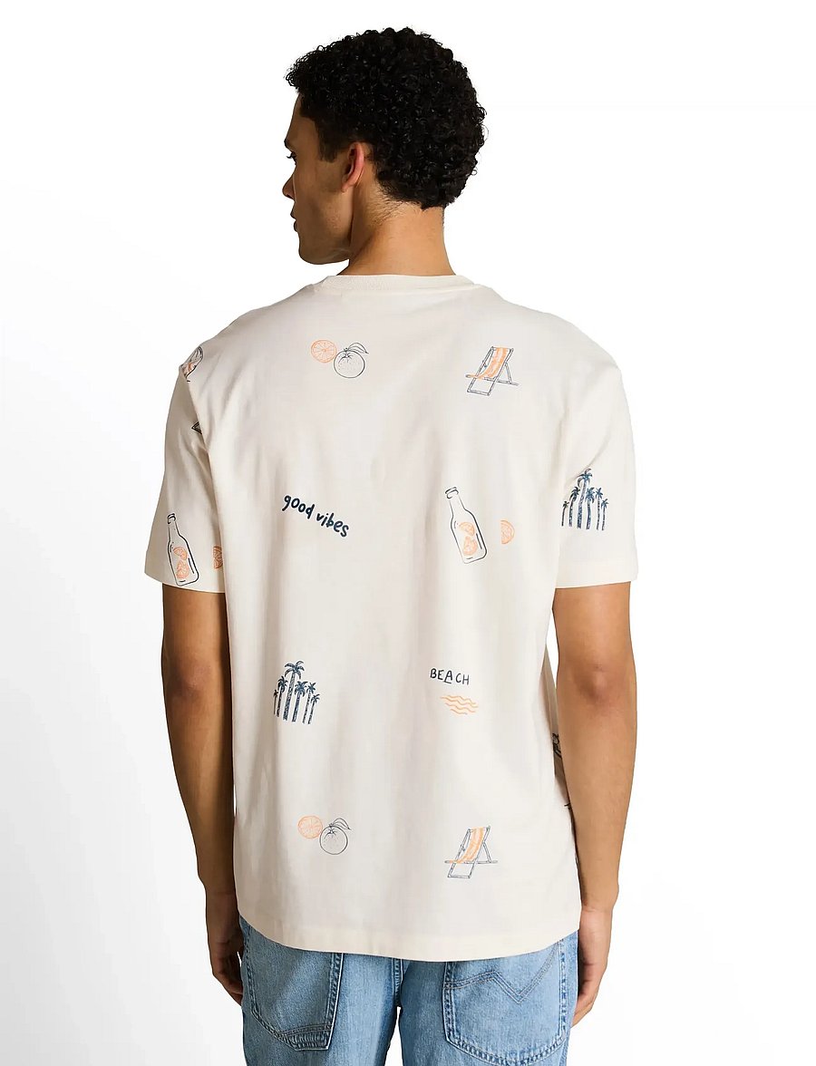 Tom Tailor - relaxed allover printed t-shirt - lühikeste varrukatega t-särgid - wool white fun summer print - 2