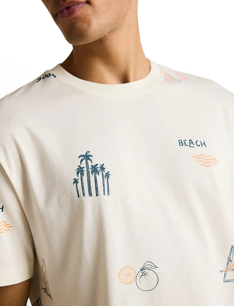 Tom Tailor - relaxed allover printed t-shirt - kortærmede t-shirts - wool white fun summer print - 3