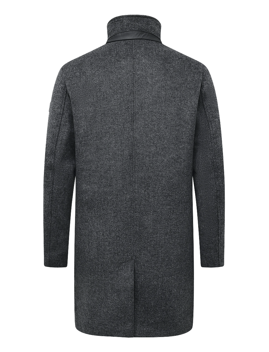 Tom Tailor - wool coat with stand-up insert - vinterjakker - dark grey black herringbone - 2