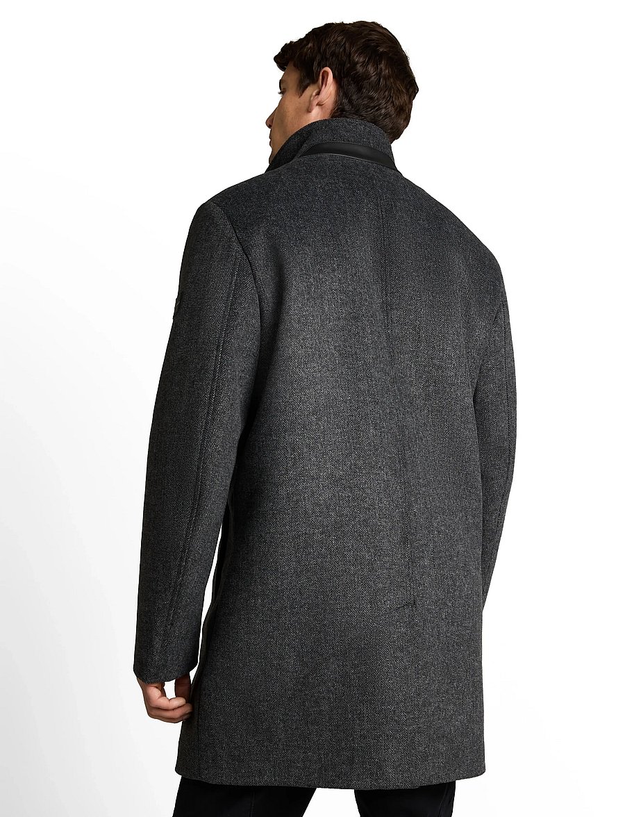 Tom Tailor - wool coat with stand-up insert - vinterjakker - dark grey black herringbone - 3