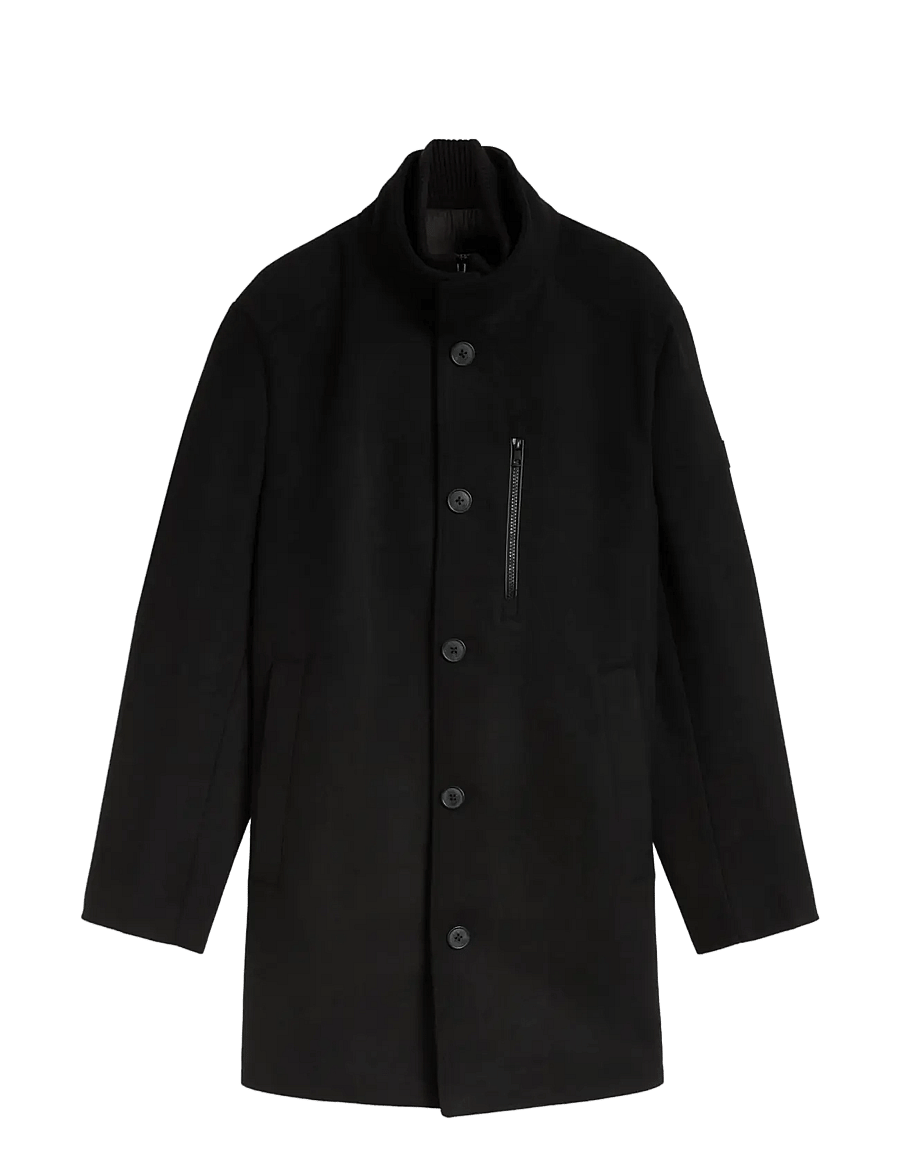 Tom Tailor - wool coat with stand-up insert - wool coats - black - 1
